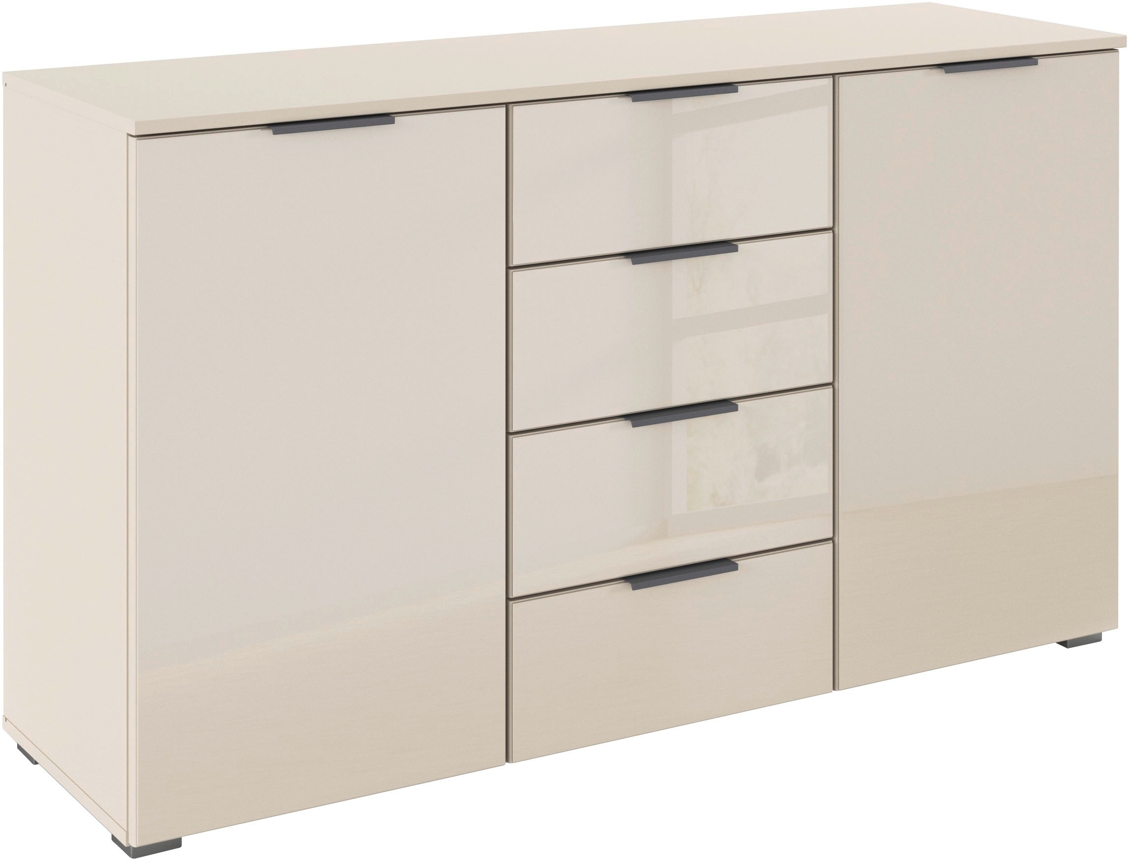 Image of GOODproduct Kombikommode "Sideboard Kombikommode Schubladenkommode AGORDO mit Glasfront" in zwei Griff-Farben, Breite 120 cm, vier grosse Schubladen, mit insgesamt 4 Einlegeböden MADE IN GERMANY