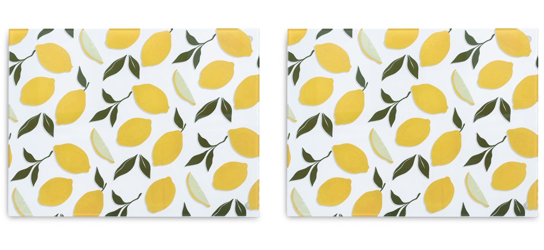 Image of Zeller Present Schneidebrett "Glasschneideplatte "Lemons", 2er Set" Silikonfüsse