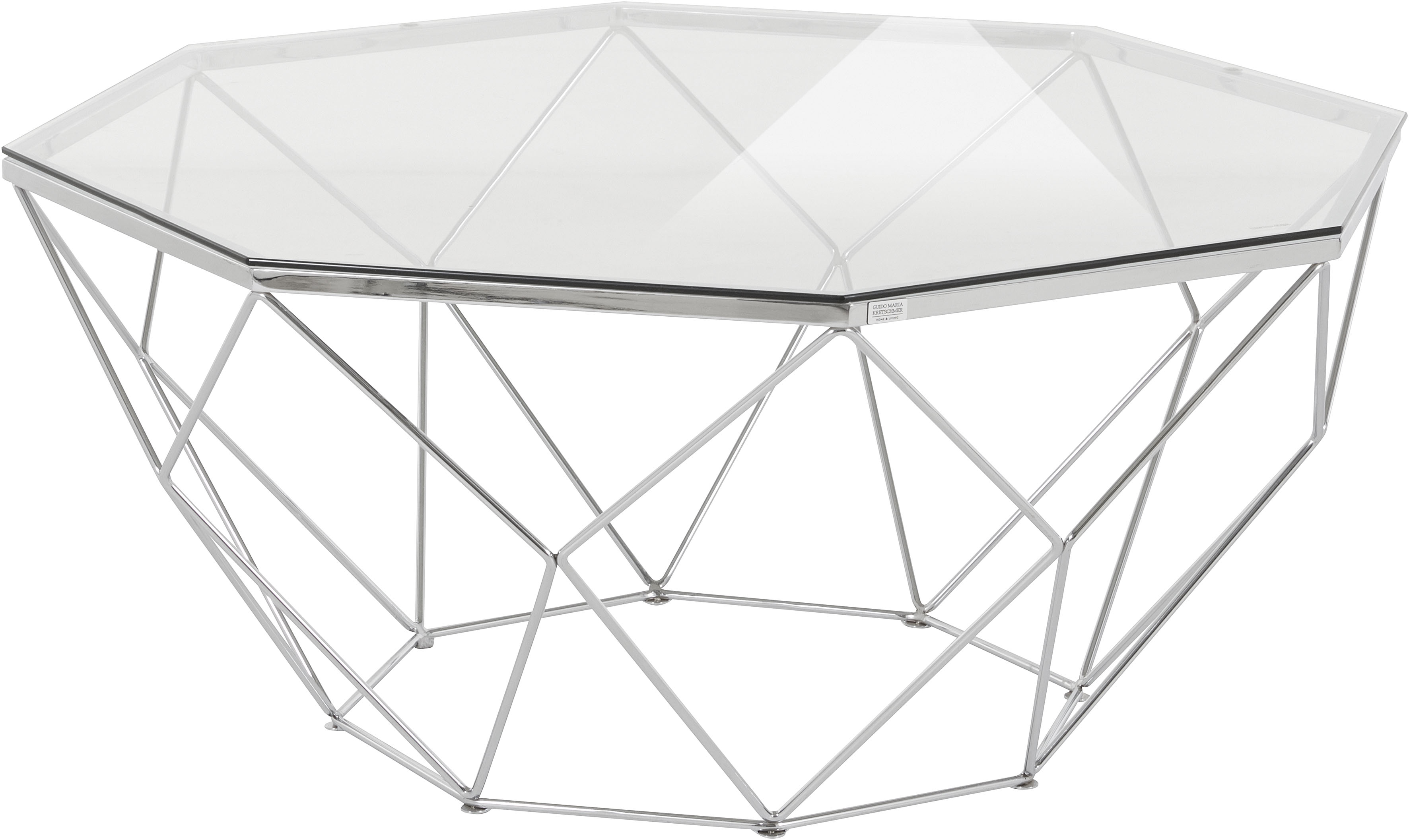Couchtisch »Caen«, aus Glas und Metall in geometrischen Formen, Breite 95 cm