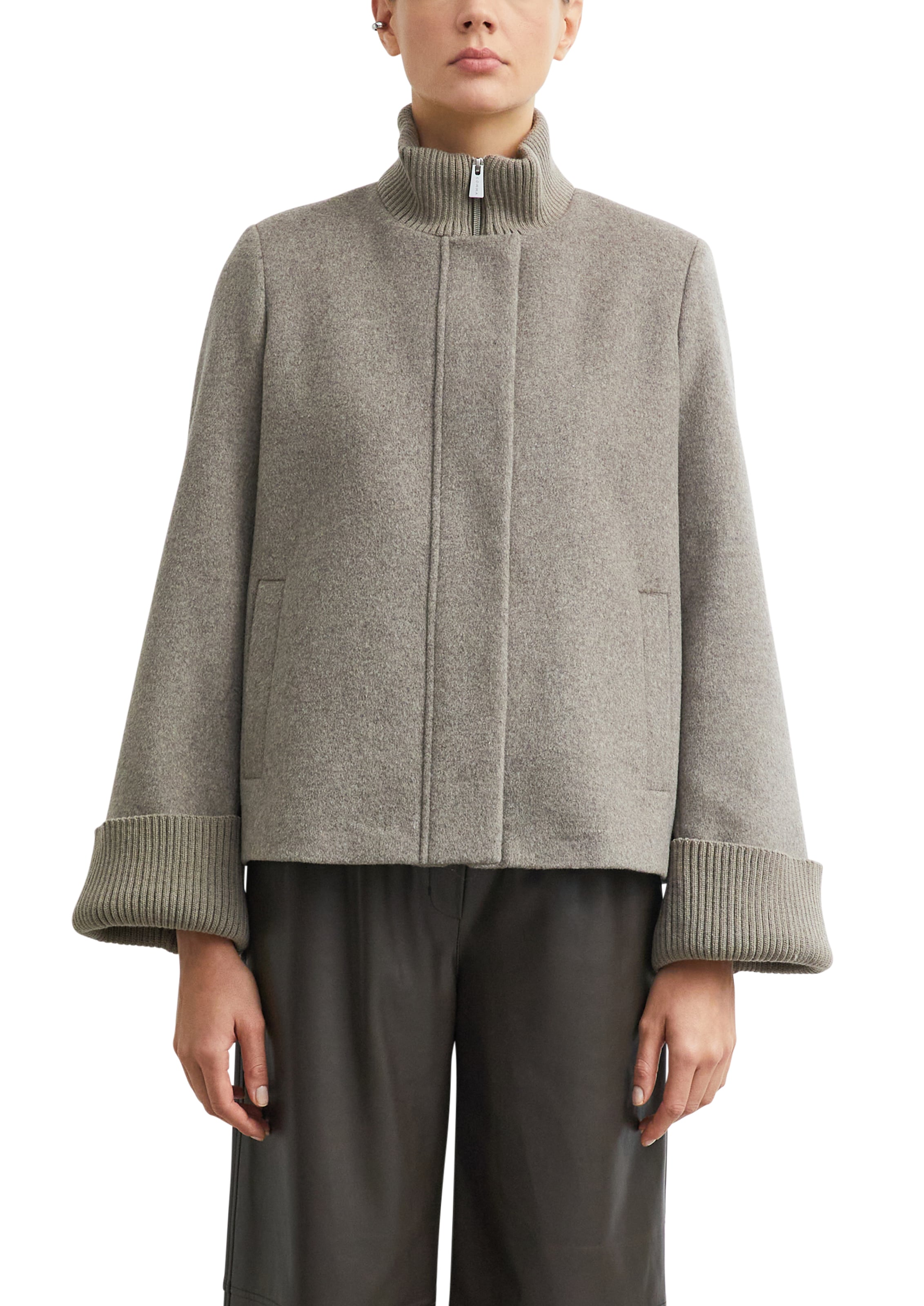 Image of Comma Wolljacke ohne Kapuze mit Stehkragen und Reissverschluss