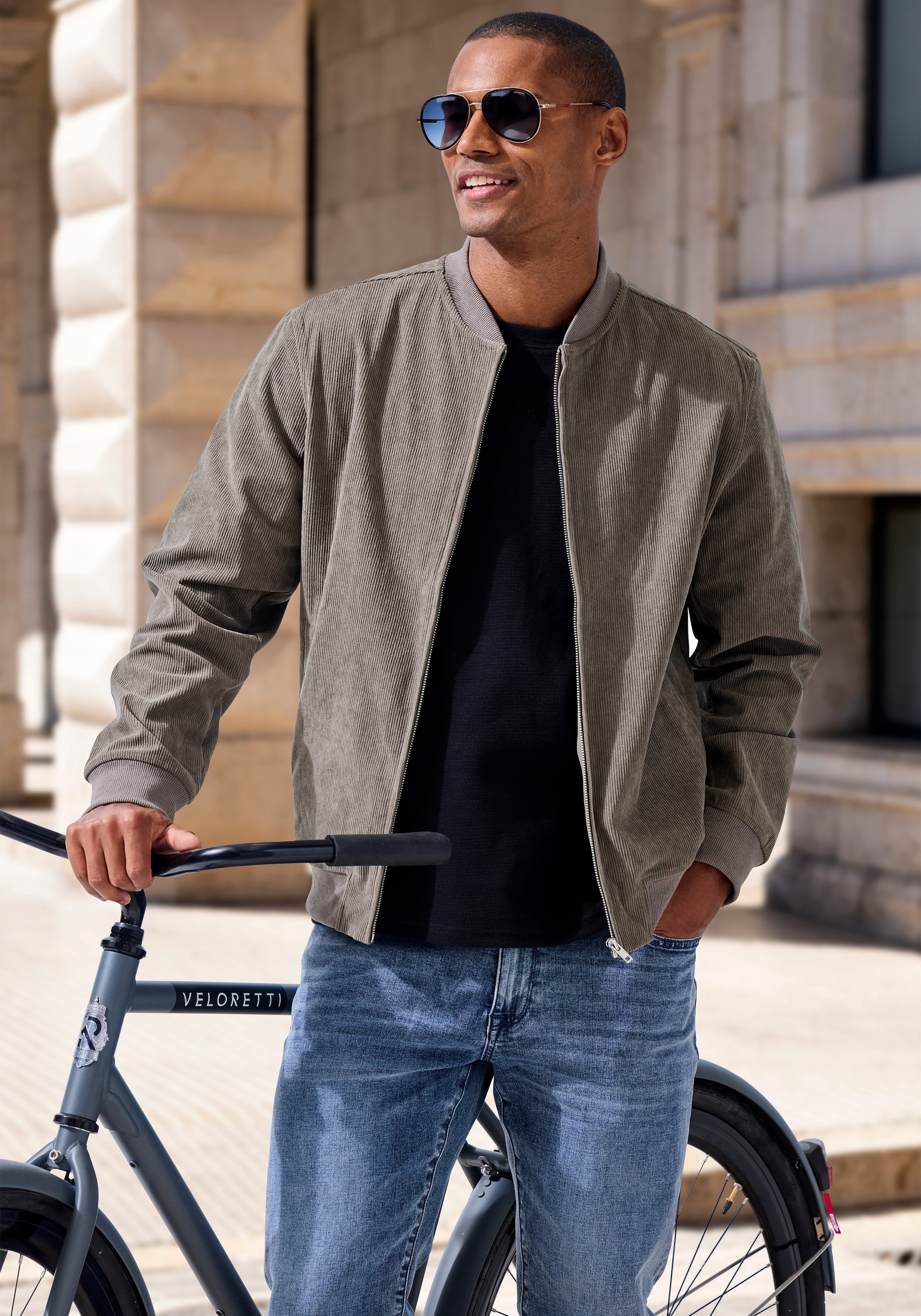 H.I.S Cordjacke »- Blouson mit Reissverschluss« , Pilotenjacke / Übergangsjacke aus Cord, regular fit