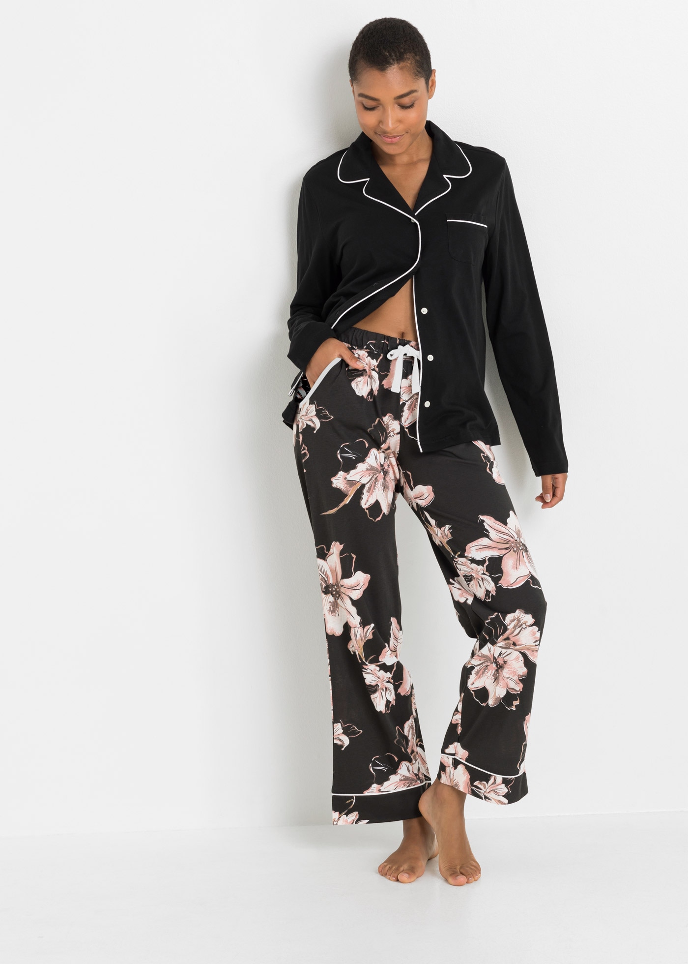 Image of bonprix Pyjama Set, 2 bequeme Passform, aus Baumwolle