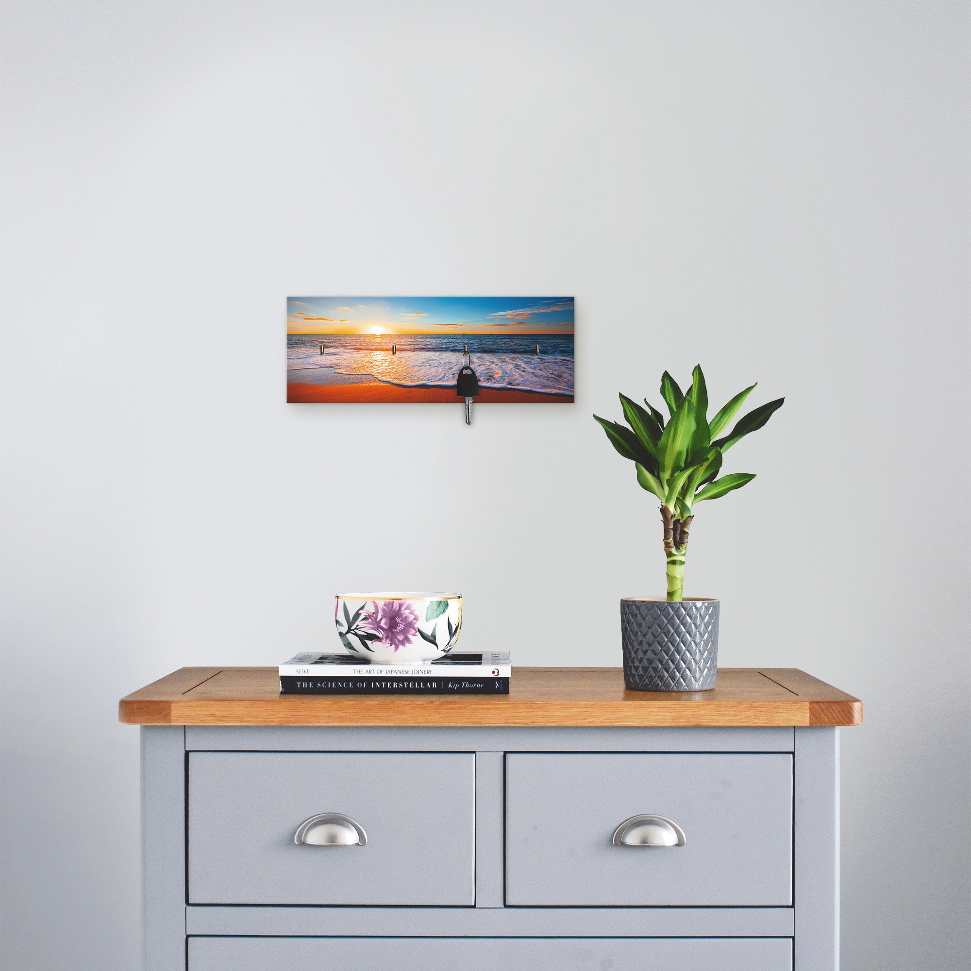 Image of Artland Hakenleiste »Sonnenuntergang und das Meer«, aus Holz mit 4 Schlüsselhaken – Schlüsselboard, Schlüsselbretter, Schlüsselhalter, Schlüsselaufhänger für den Flur – Stil: Modern bei Ackermann Versand Schweiz