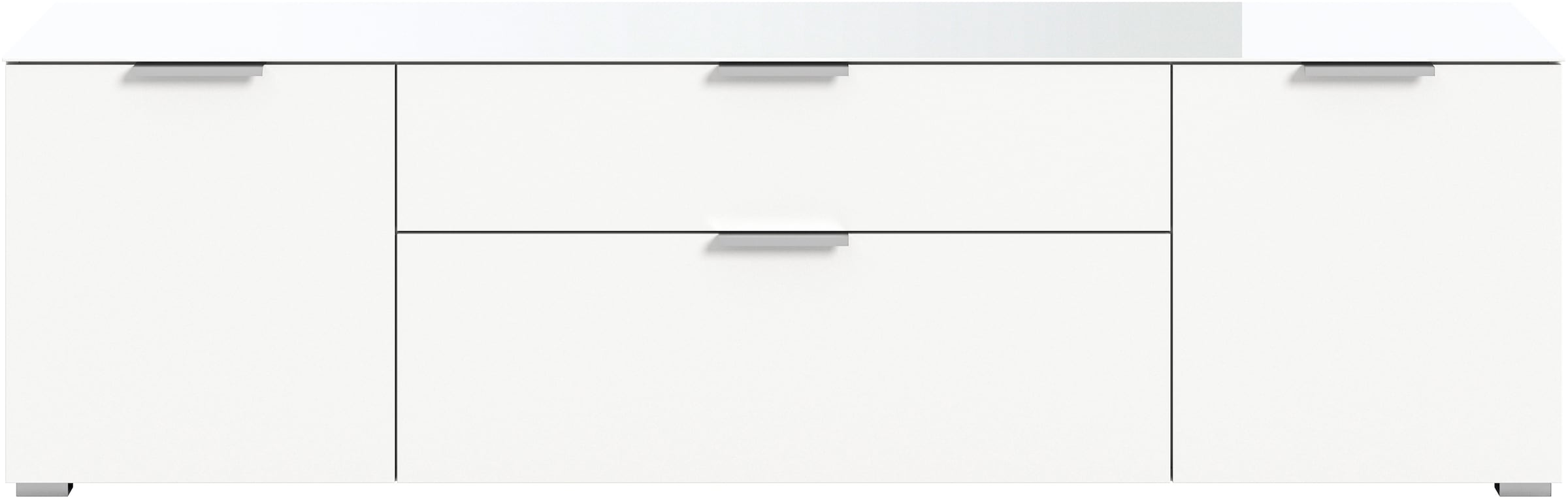 INOSIGN Lowboard »Raio, Breite 179 cm, 2 Türen, 2 Schubkästen, Oberboden mit Glasplatte«, TV-Board, TV-Schrank, Mediaboard, Fernsehschrank