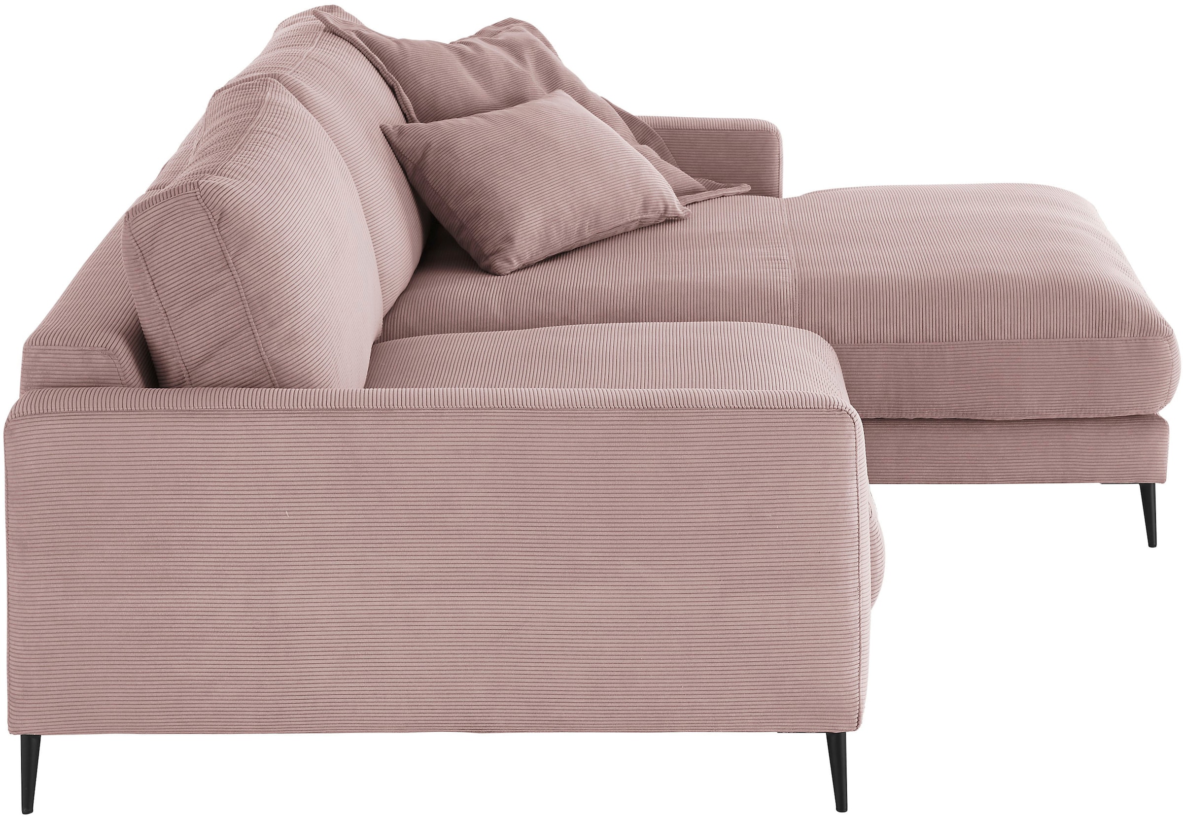 Home affaire Canapé d'angle »Downtown, B/T/H: 272/190/84 cm L-Form« confort d’assise doux aussi en velours côtelé et bouclé, incl. coussin décoratif