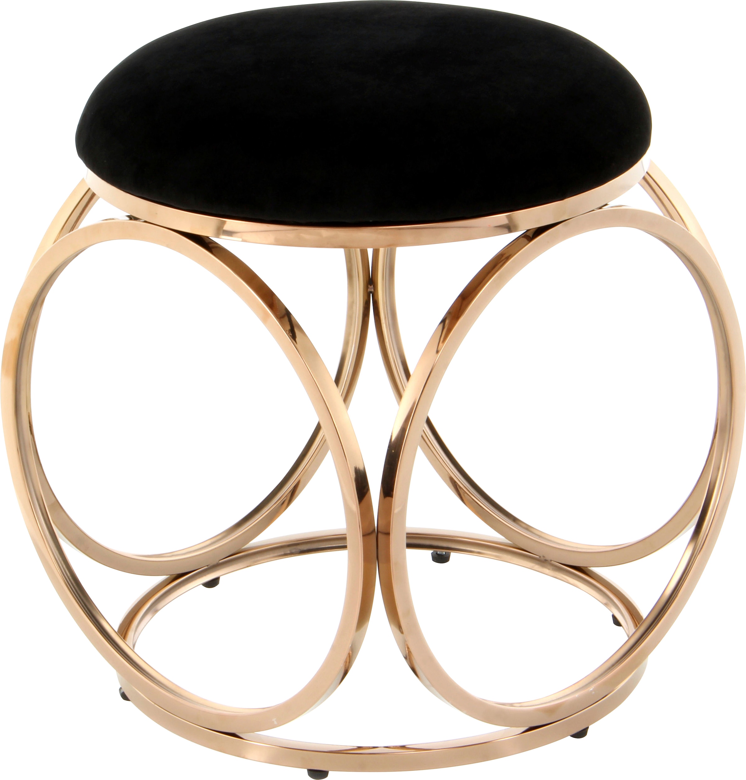 Kayoom Sitzhocker »Hocker Whitney 325,Hocker mit offenem Design, Gestell aus Metall«, (1 St.), glamourös, hochwertig, pflegeleicht, rundes Sitzkissen