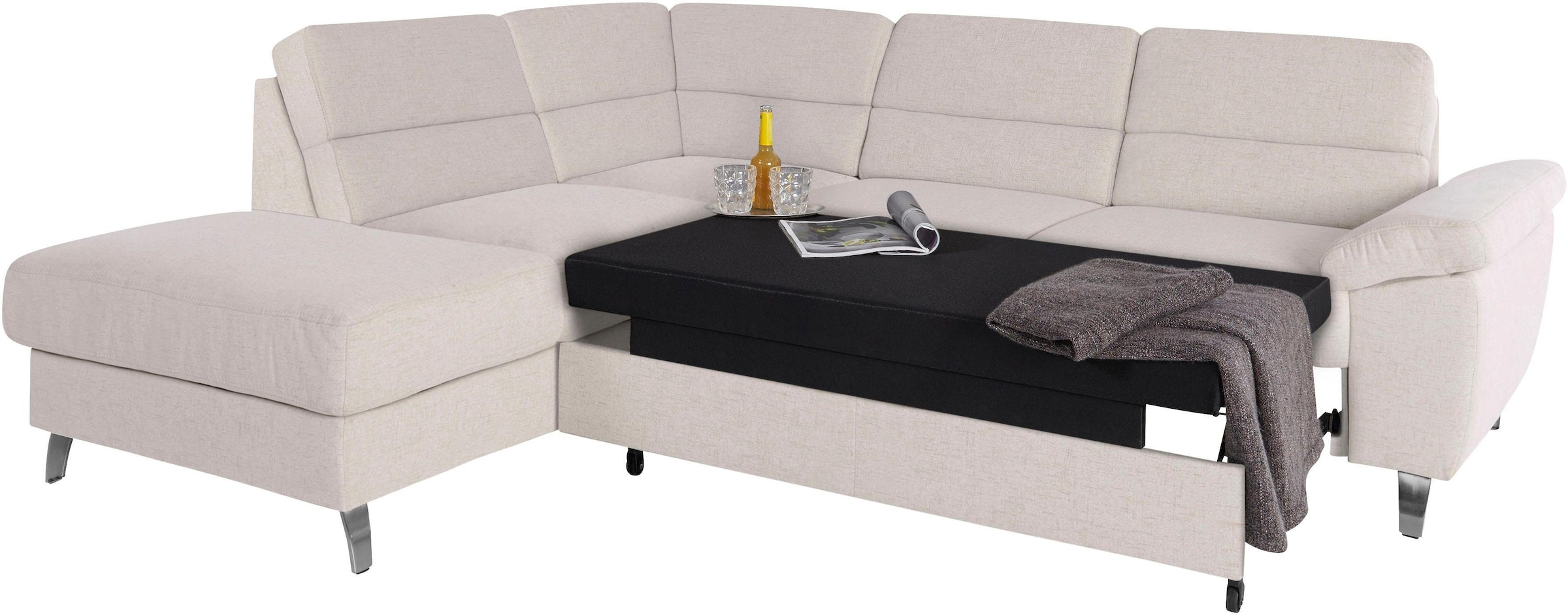 sit&more Ecksofa »Sorano L-Form«, wahlweise mit Bettfunktion und Bettkasten