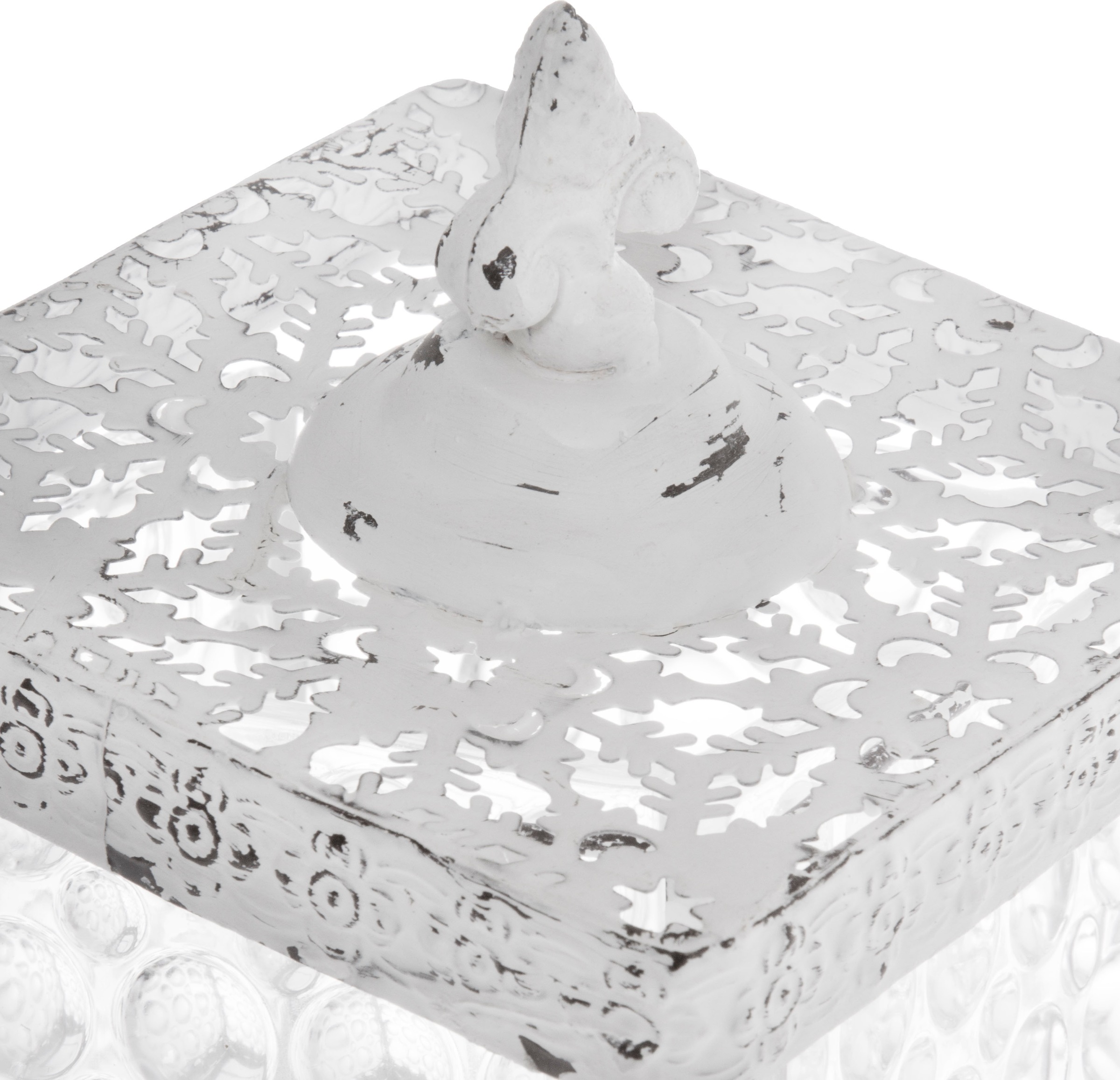 Myflair Möbel & Accessoires Aufbewahrungsbox »Leyla, weiss«, aus Metall & Glas, mit Deckel