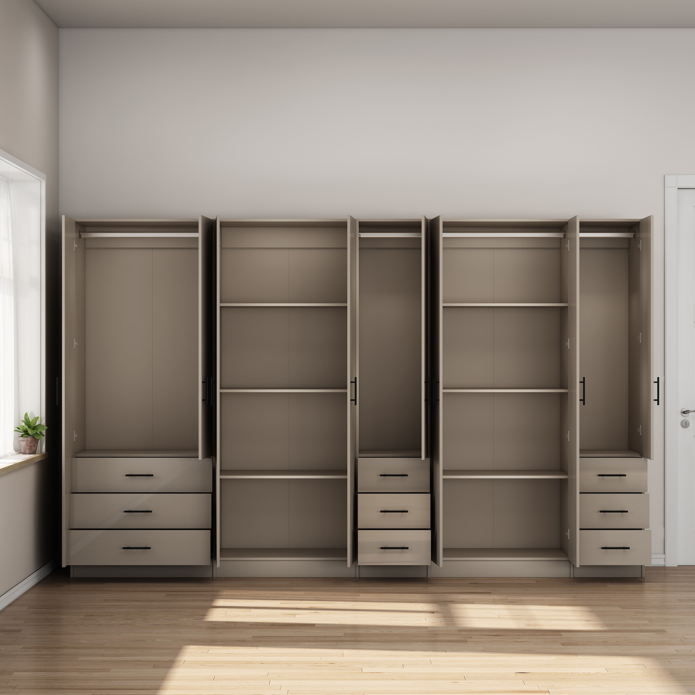GOODproduct Kleiderschrank »Trento Schlafzimmerschrank Garderobe hochglanz« Schrank mit 8 Türen und 9 Schubladen, hochglänzende Fronten
