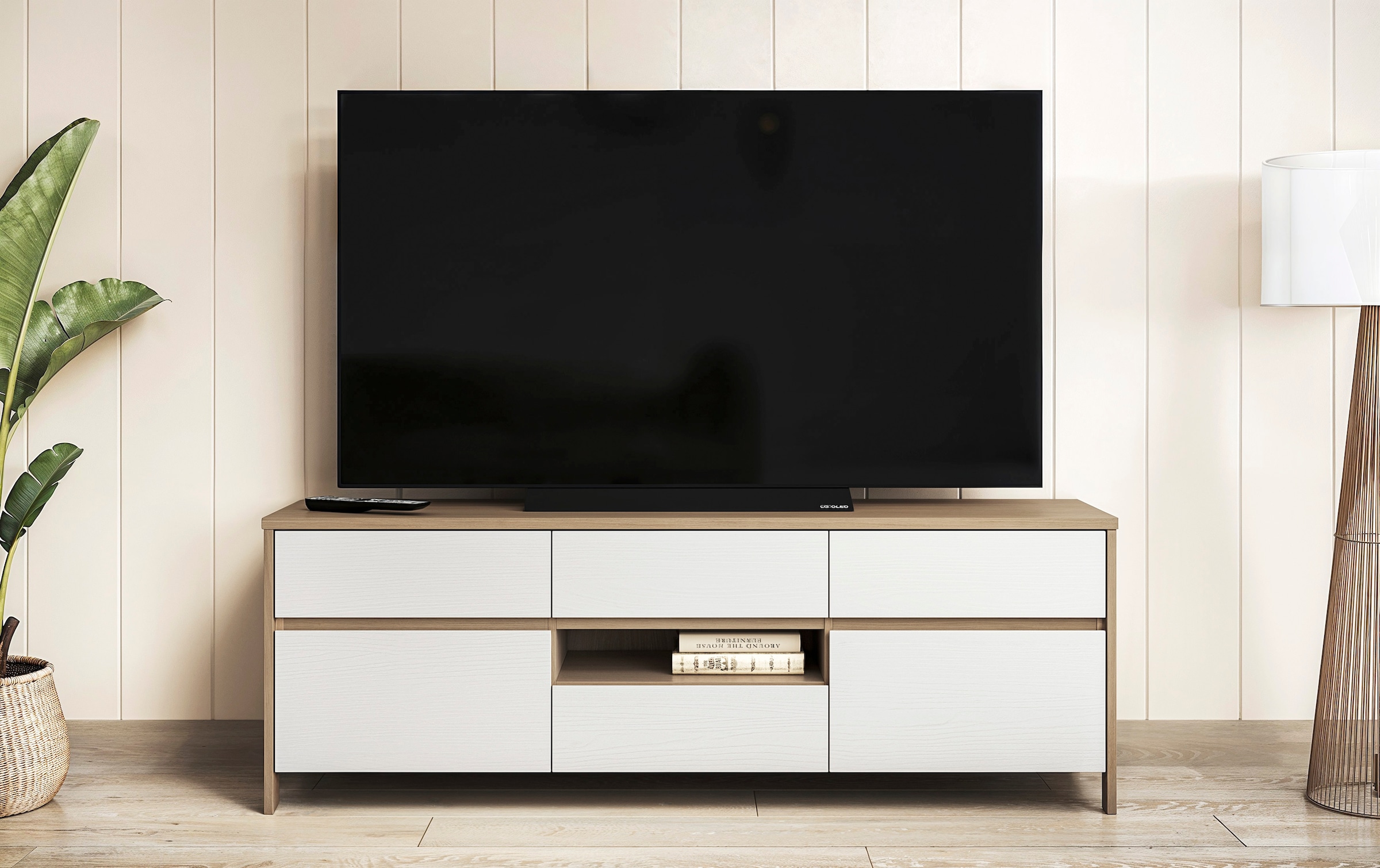 Image of Home affaire TV-Schrank "Stranda, moderner TV-Unterschrank, Kommode im Scandi-Style, Lowboard" Rahmenoptik, ausreichend Stauraum, vielseitig einsetzbar, 164 cm breit