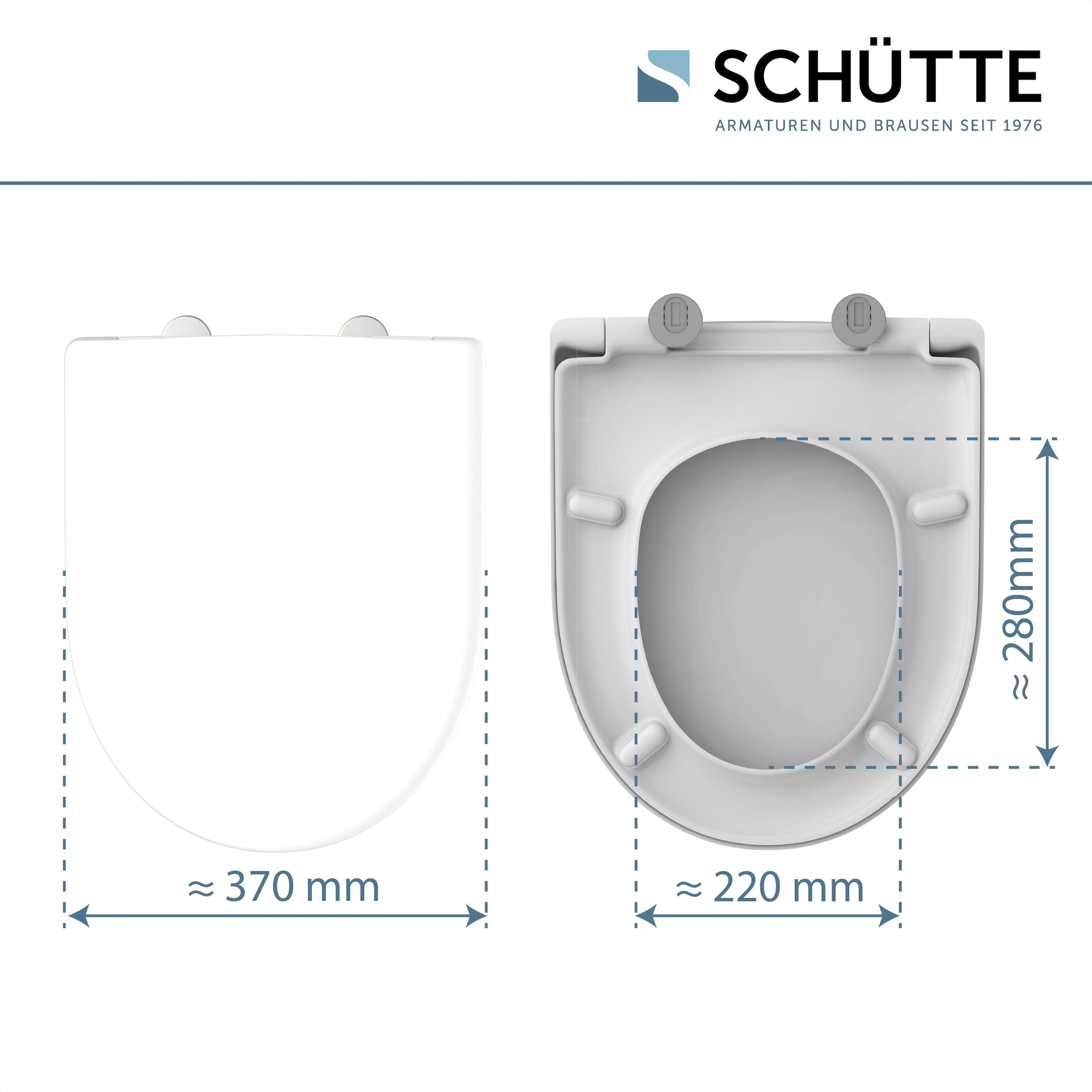 Schütte WC-Sitz »Duroplast, WHITE D-Form PRO« WC-Sitz, Befestigungsmaterial, Montageanleitung,  mit Absenkautomatik und Schnellverschluss