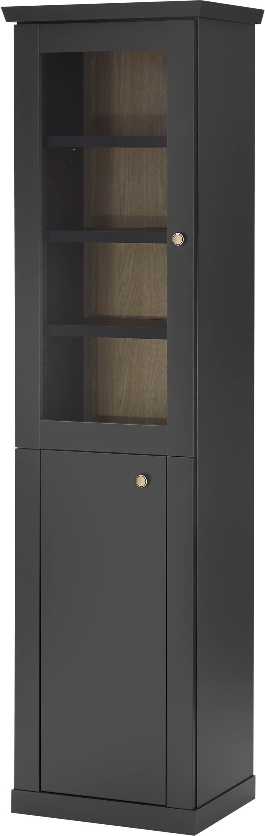 Home affaire Vitrine »Lincoln, Hochschrank im Landhausstil, moderne Glasvitrine« edles Design, messingfarbene Knopfgriffe, vielseitig einsetzbar