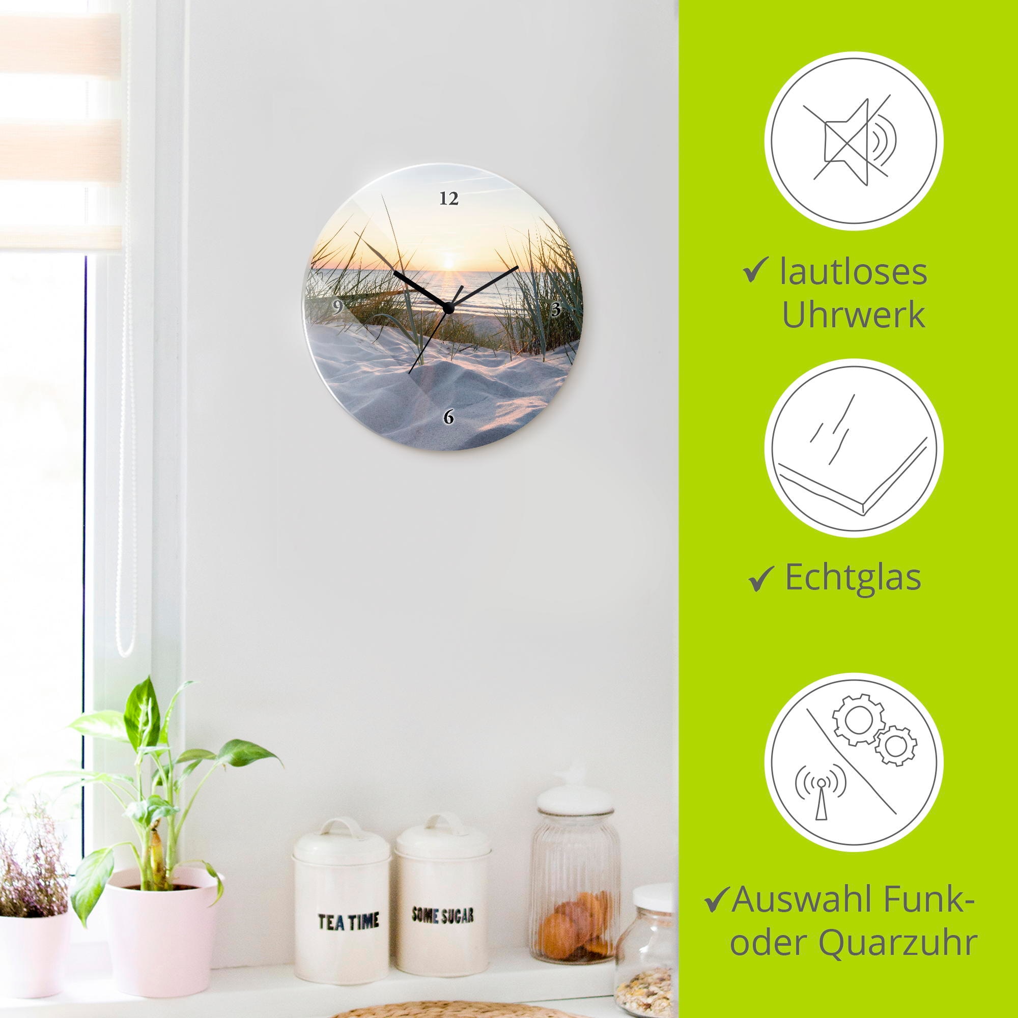 Artland Horloge murale »Ostseestrand« wahlweise mit Quarz- oder Funkuhrwerk, lautlos ohne Tickgeräusche
