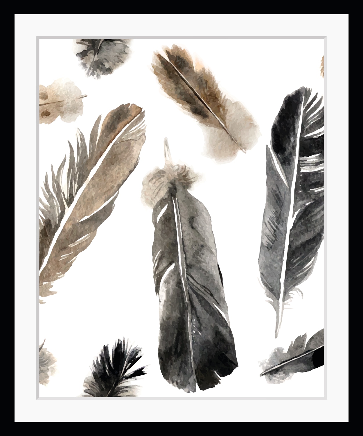 Image of queence Bild "Alizia" Federn Kunst HD Premium Poster-Druck inkl. Holzrahmen