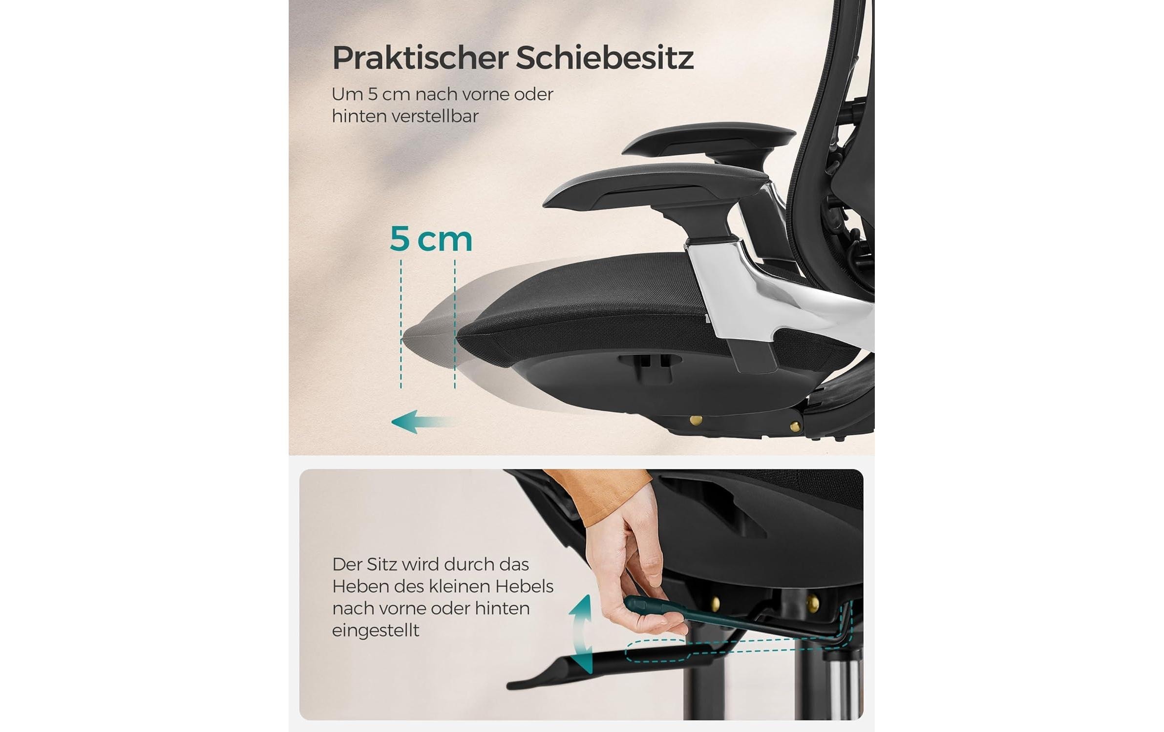 SONGMICS Chaise de bureau »mit Armlehnen und Fusskreuz« ()