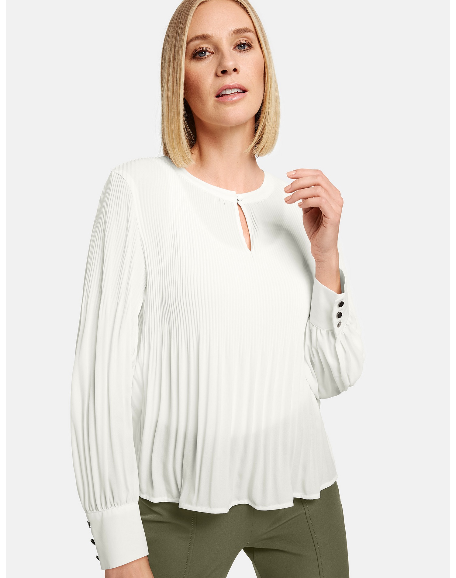 Bluse Langarm »Bluse mit Plisséefalten«