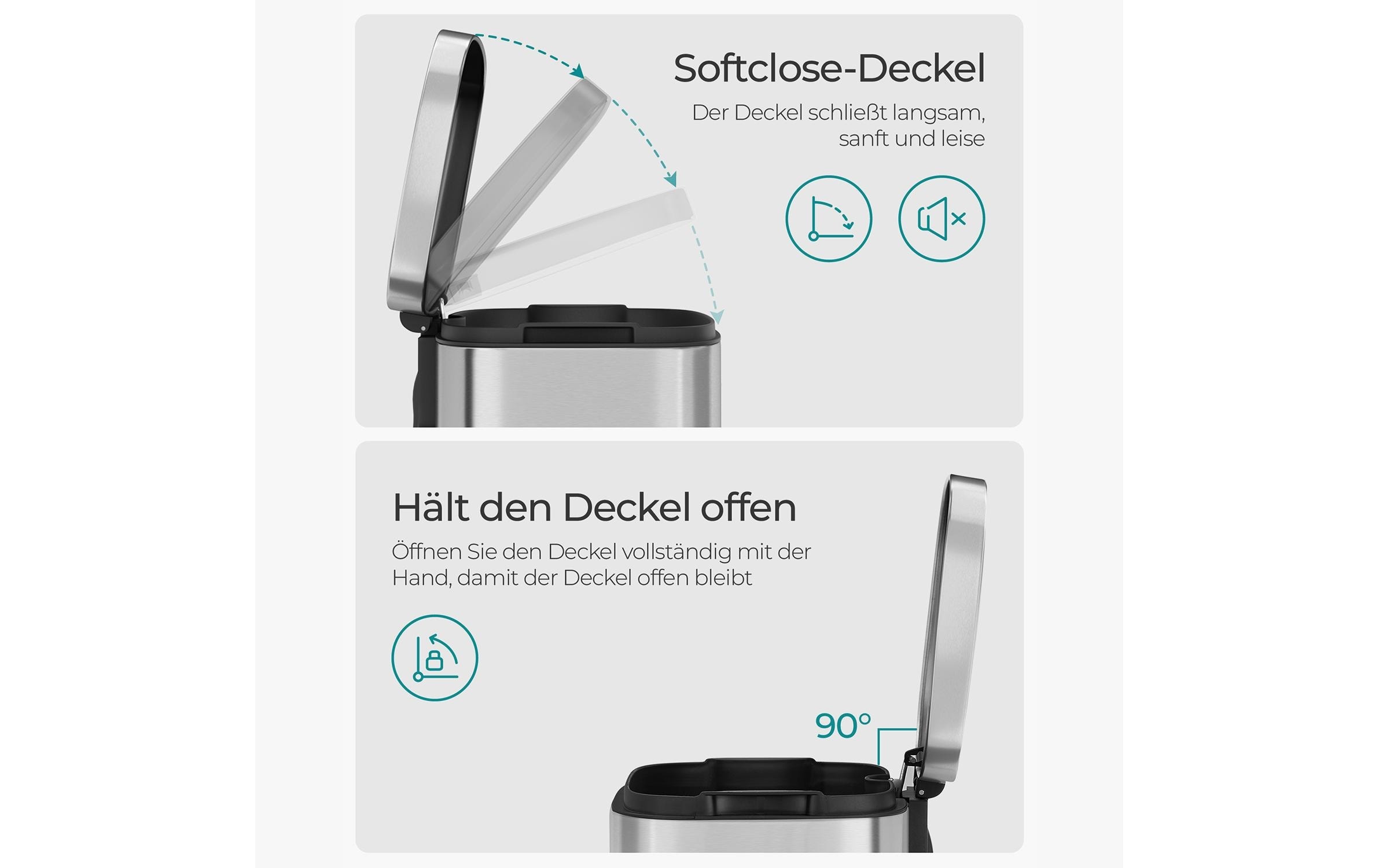 SONGMICS Mülleimer »mit Inneneimer 30 l« Treteimer mit Softclose Funktion