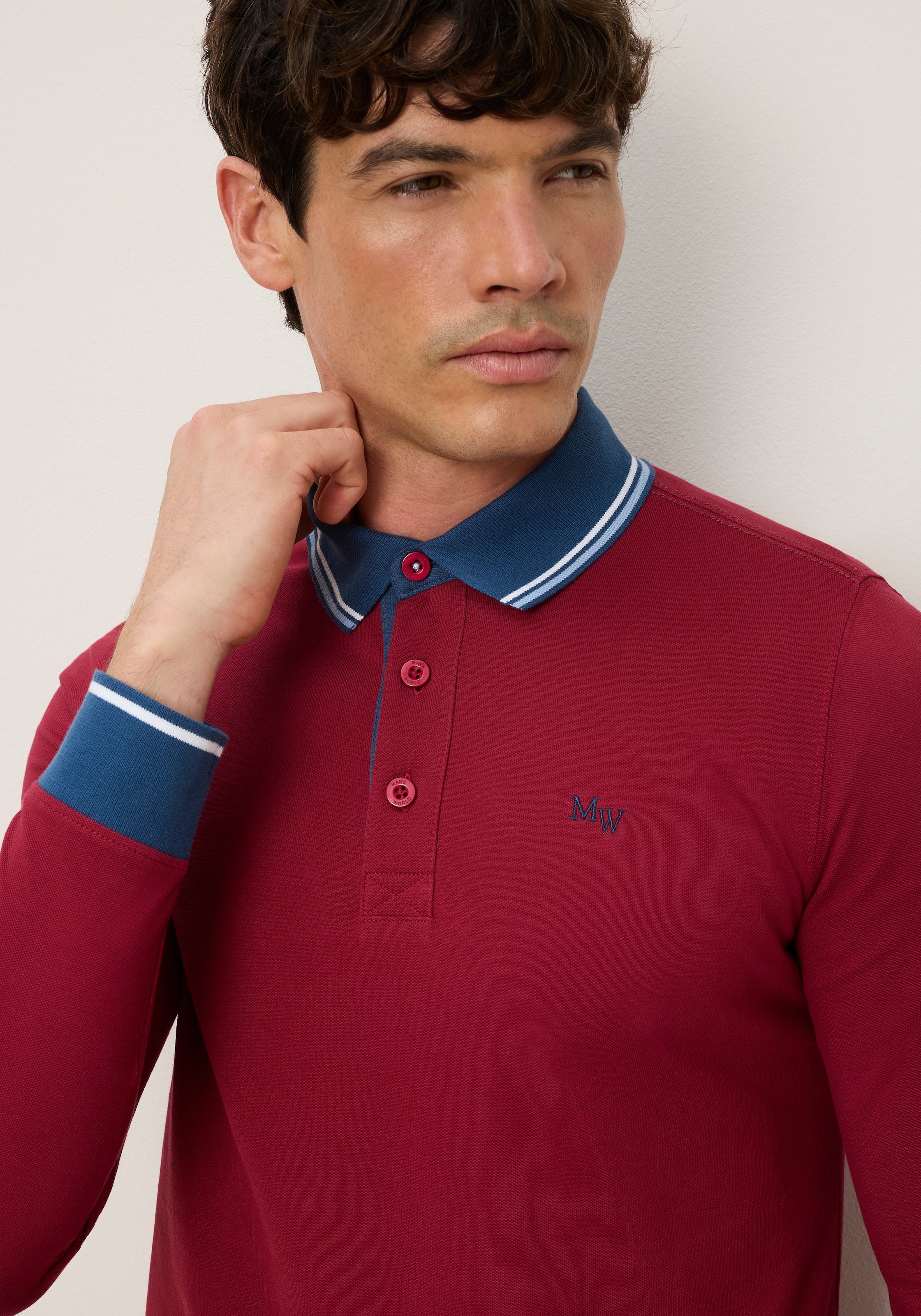 Man's World Poloshirt normale Passform, mit Langarm, klassischer Casual-Look
