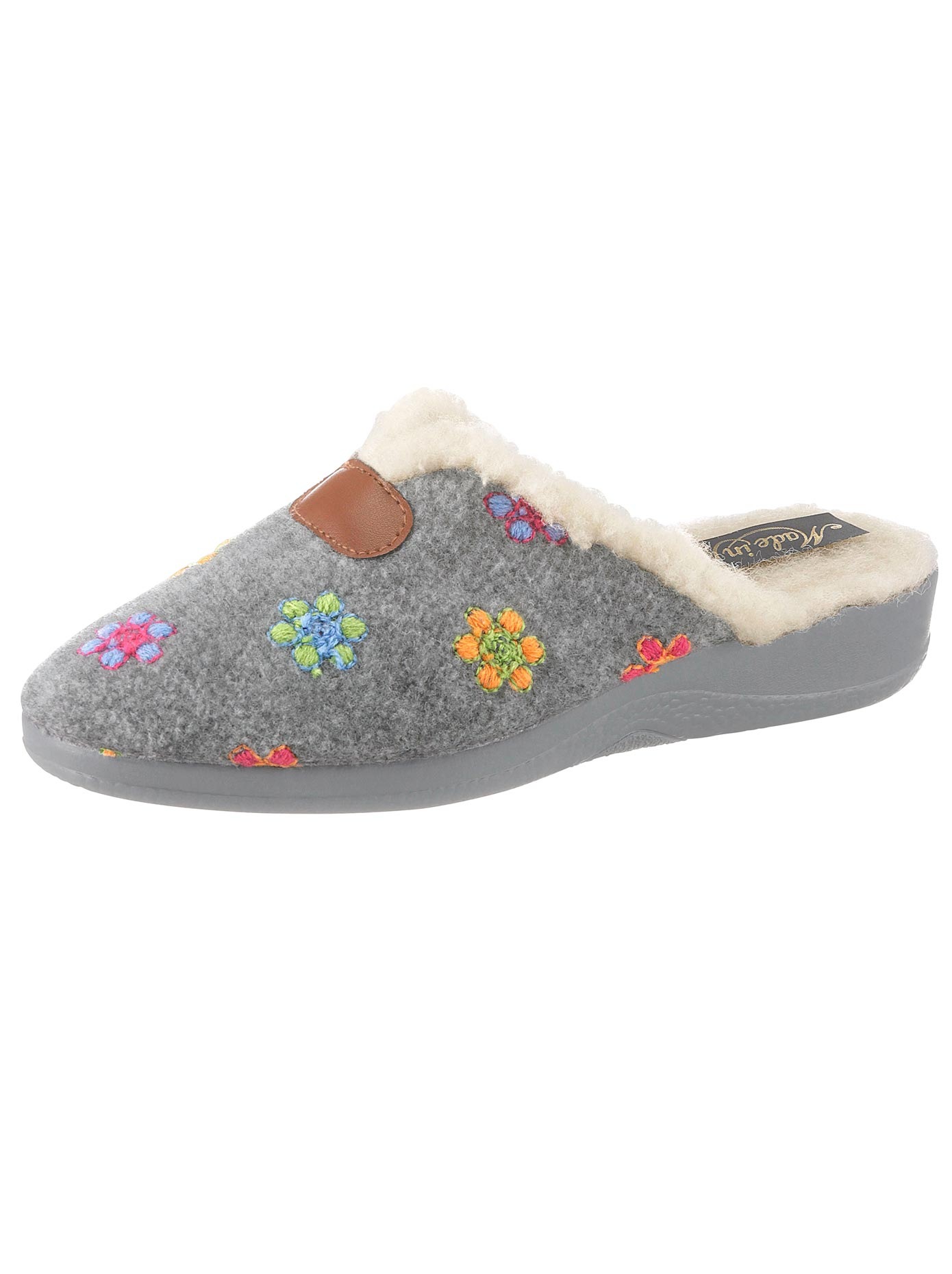 Pantoffel mit hübscher Blümchen-Steppung