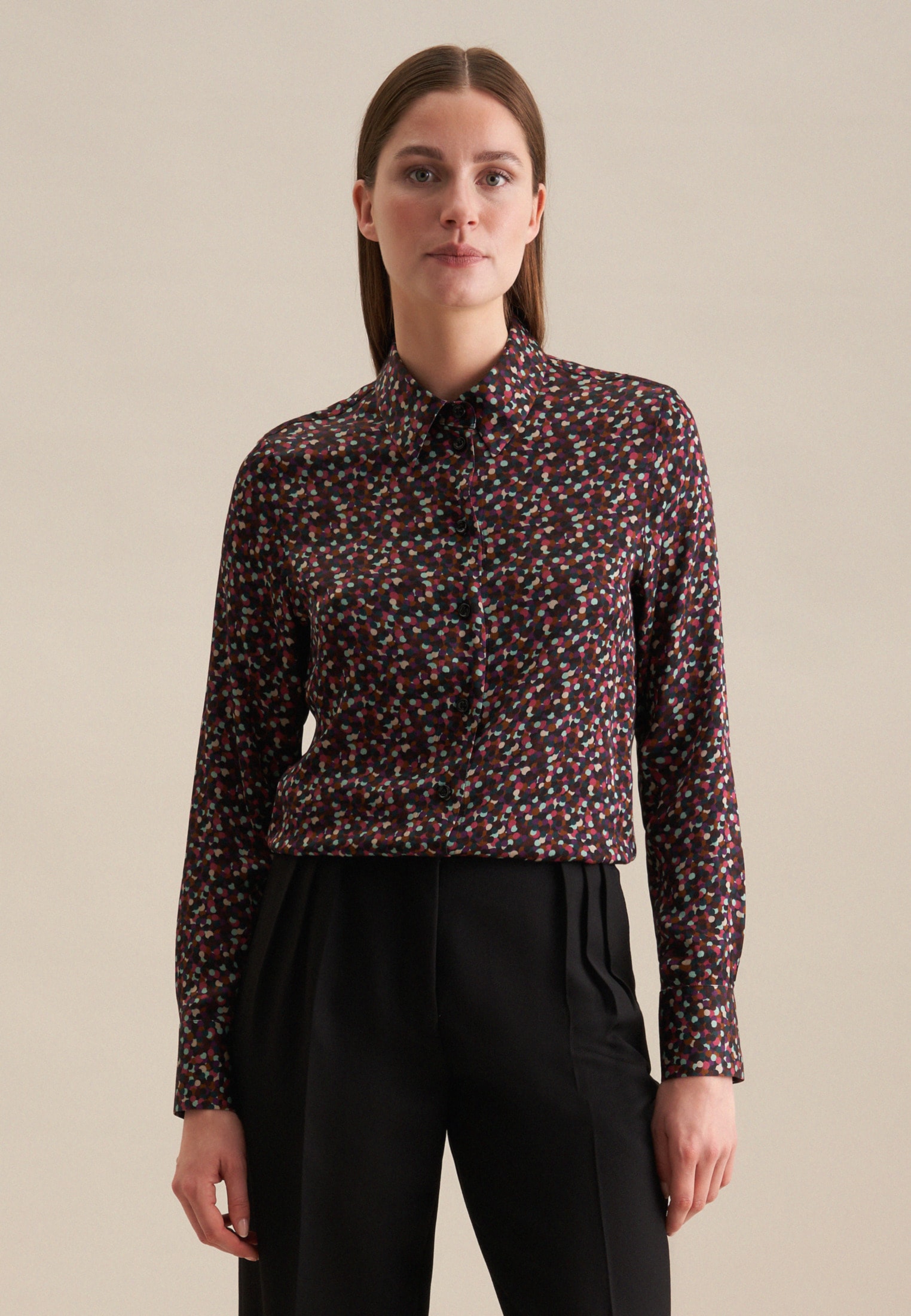 Image of seidensticker Hemdbluse "Schwarze Rose" 1/1 Kragen Druck