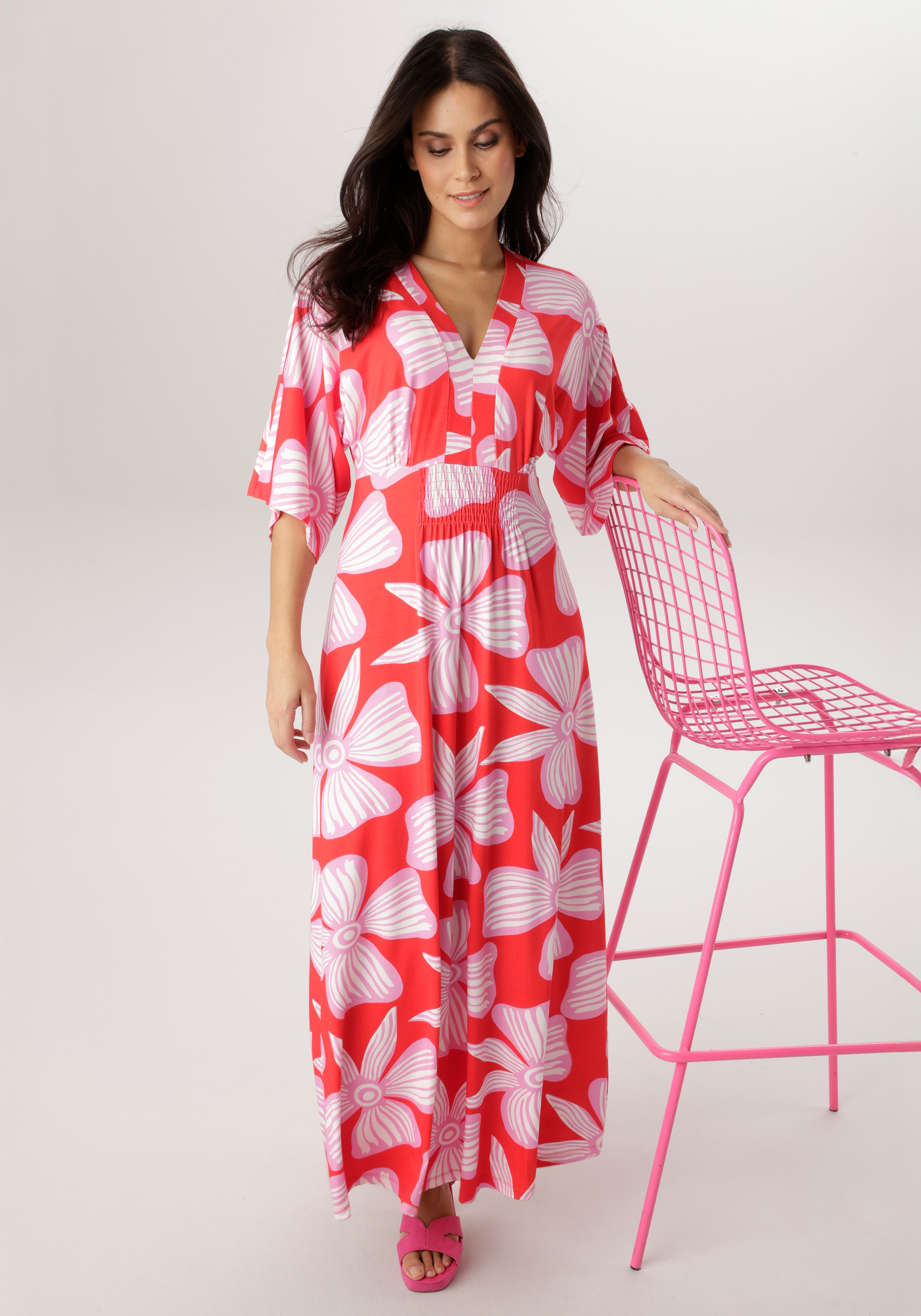 Aniston SELECTED Maxi robe mit weiten, 3/4-langen Ärmeln - NEUE KOLLEKTION