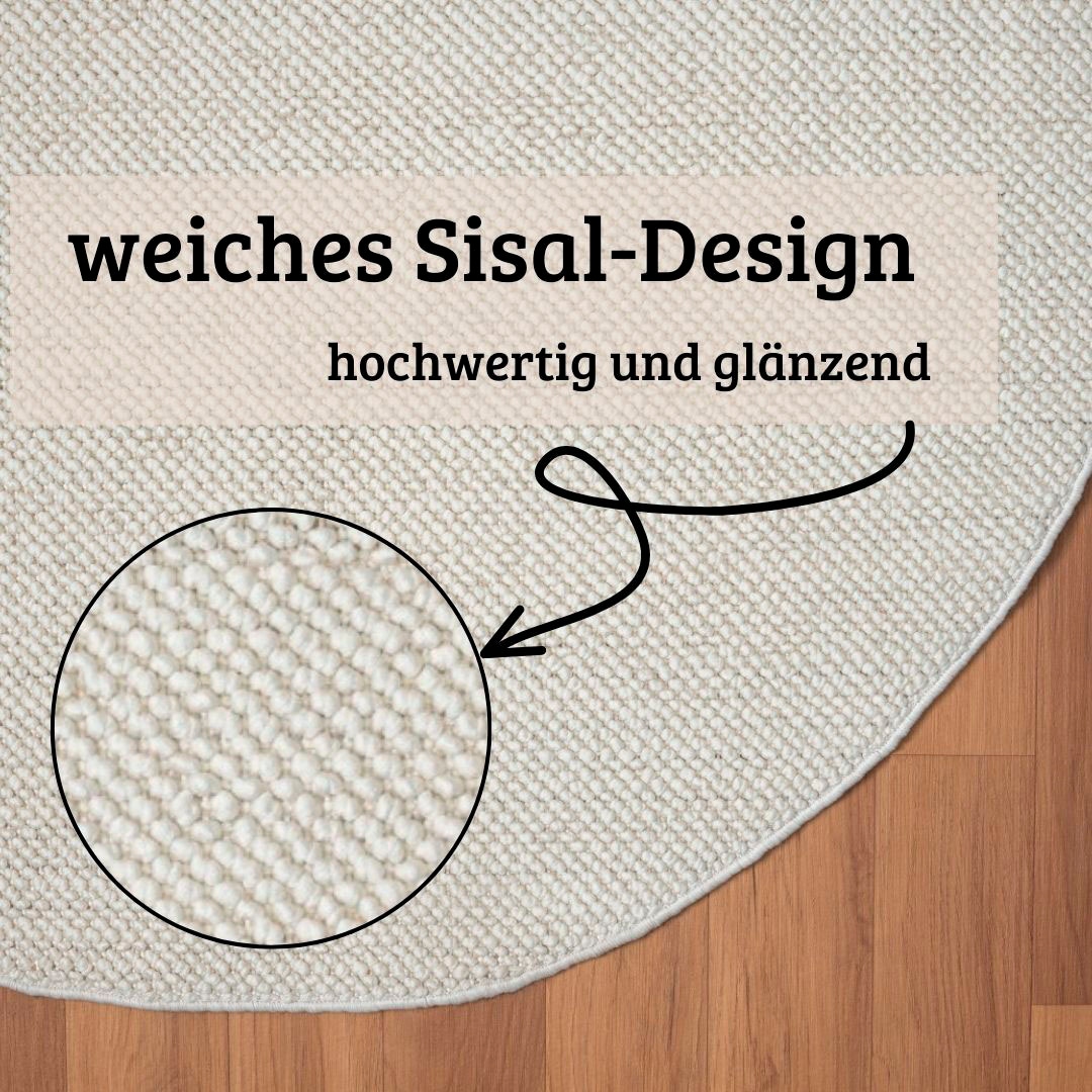 my home Teppich »Vals«, rund, 7 mm Höhe, Uni Farben, meliert, Sisal-Optik, auch in rechteckig erhältlich