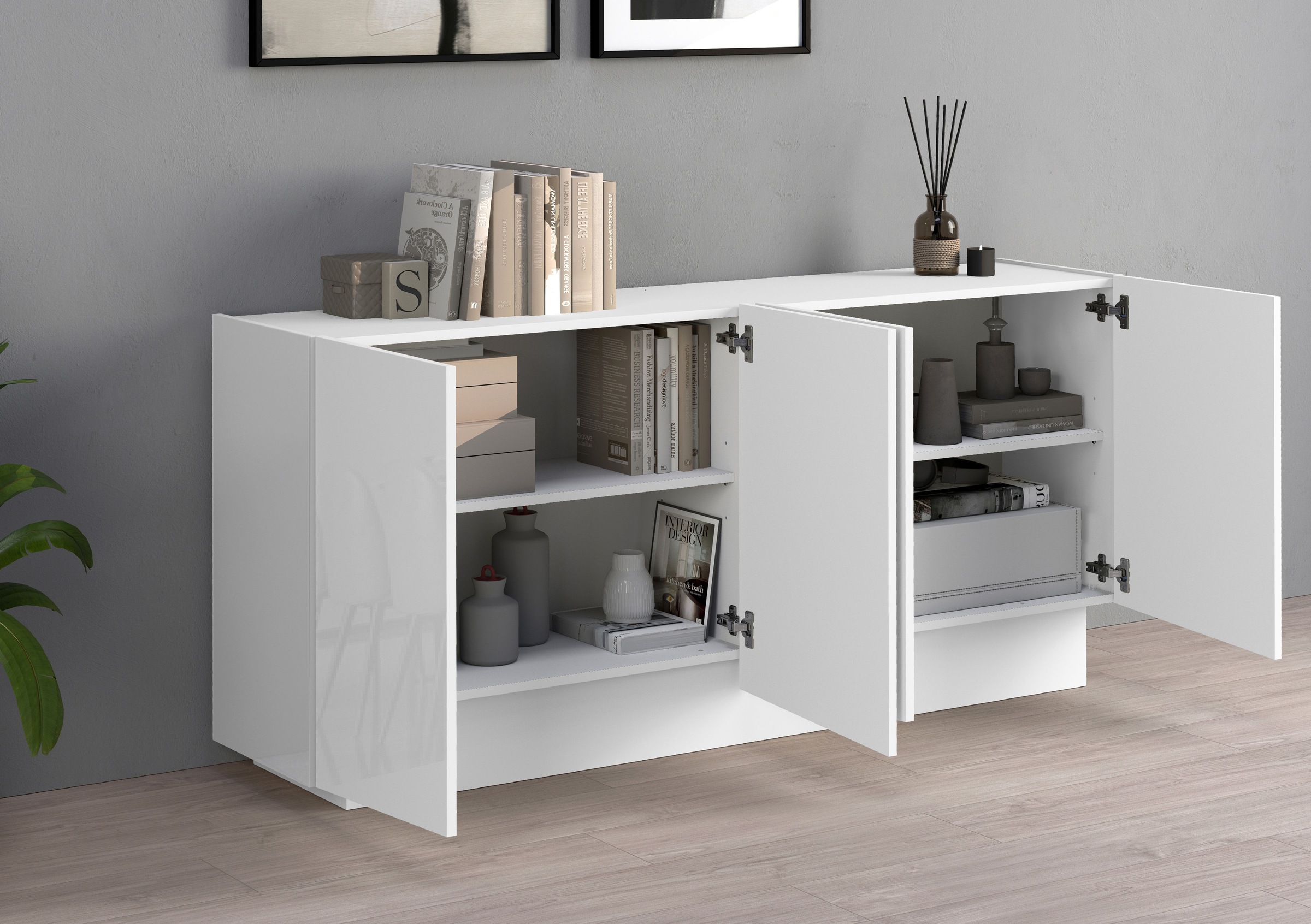 INOSIGN Sideboard »VELA, Sideboard, Breite 160 cm, Design mit schrägen Türen« 1 Stk. tlg. Made in Italy, Masse-B/T/H: 160x35x75,Sideboard, Anrichte, Kommode