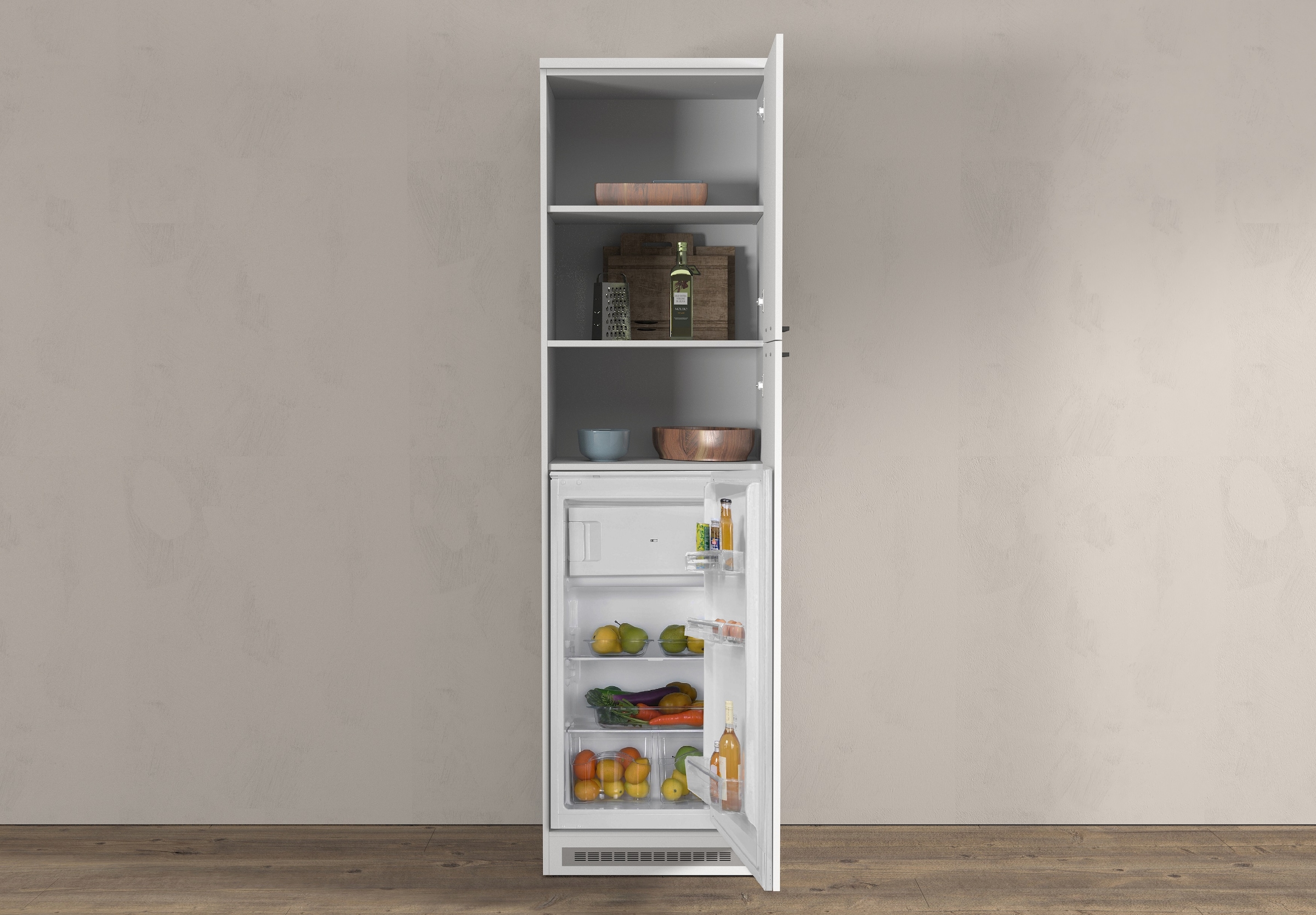 KOCHSTATION Armoire réfrigérée encastrable »Luna, Kühlschrank-Umbau, Einbauschrank für Kühlschrank, Made in Italy« B/T/H: 60×60×214,5 cm, für zwei Kühlschrankhöhen vorbereitet