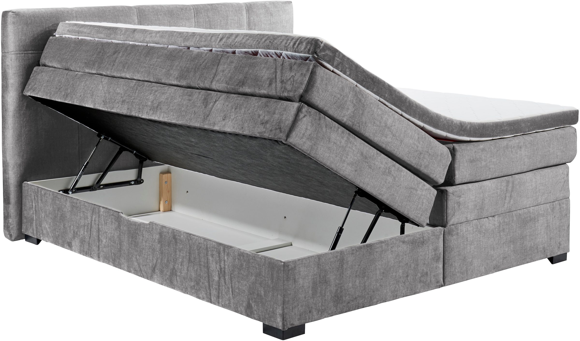 ED EXCITING DESIGN Boxspringbett »Fanes mit Komforteinstiegshöhe von 73cm«, erhältlich in 180x200cm, inkl. Bettkasten und 7cm Visco-Topper