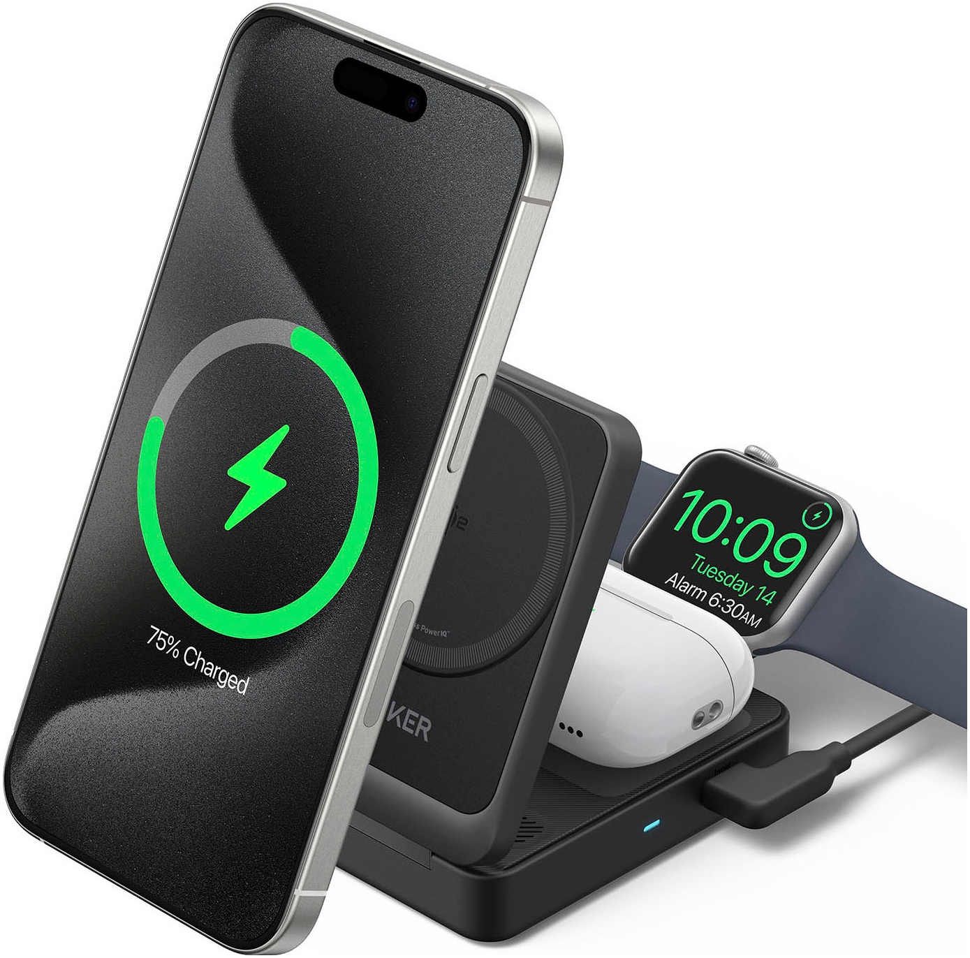 Anker Wireless Charger »MagGo Wireless Charging Station (Foldable 3-in-1)«