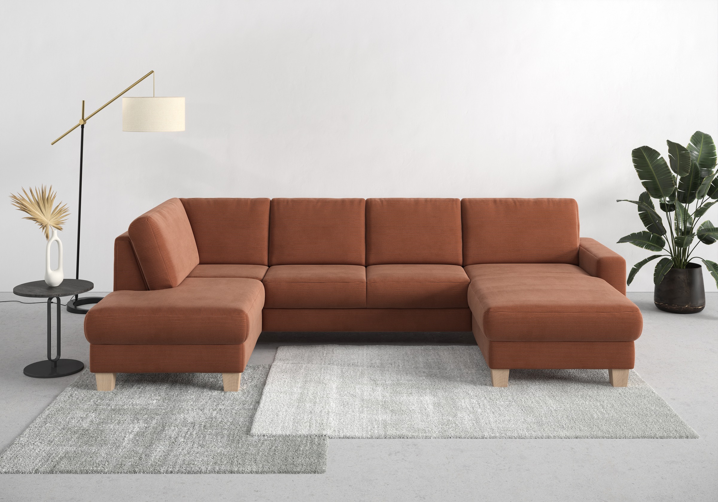 Home affaire Paysage de salon »Summer U-Form« mit oder ohne Bettfunktion und Bettkasten, Cord-Bezug