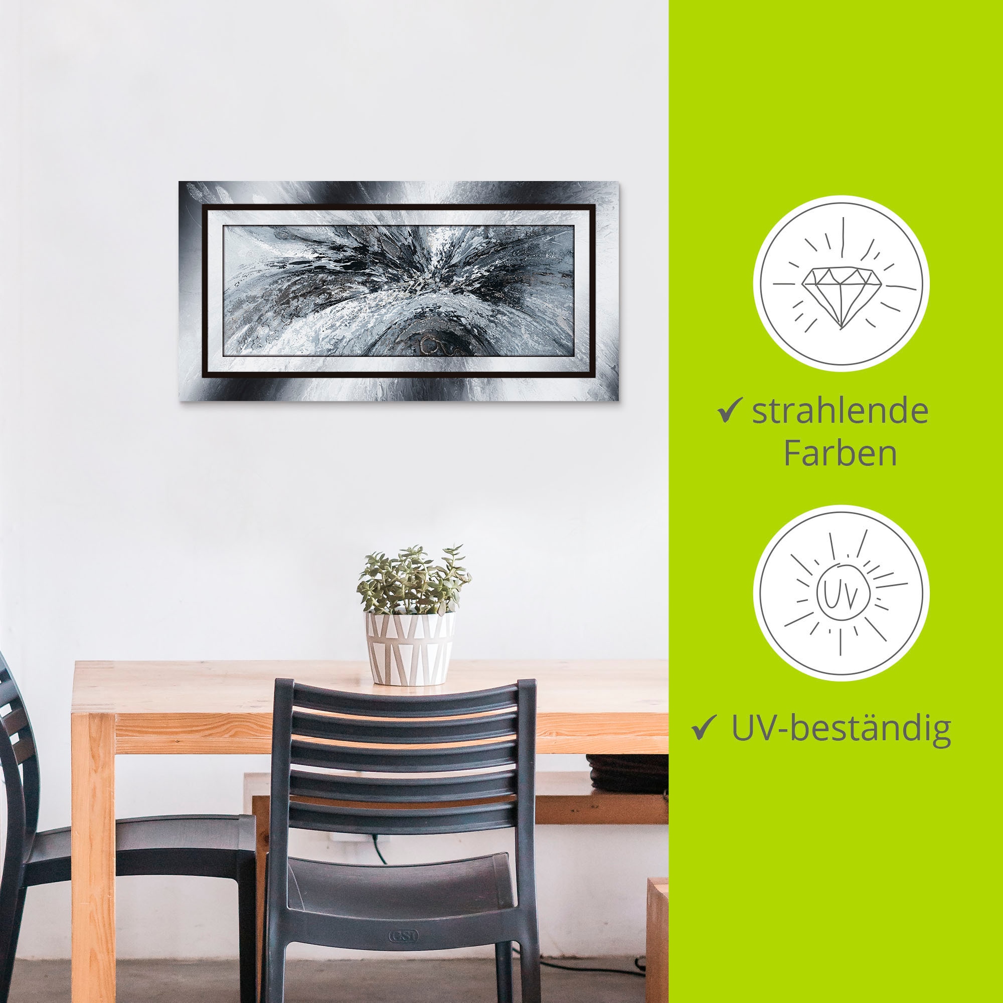 Artland Wandbild »Schwarz - weiss abstrakt 1«, Muster, (1 St.), als Alubild, Outdoorbild, Leinwandbild, Poster in verschied. Grössen