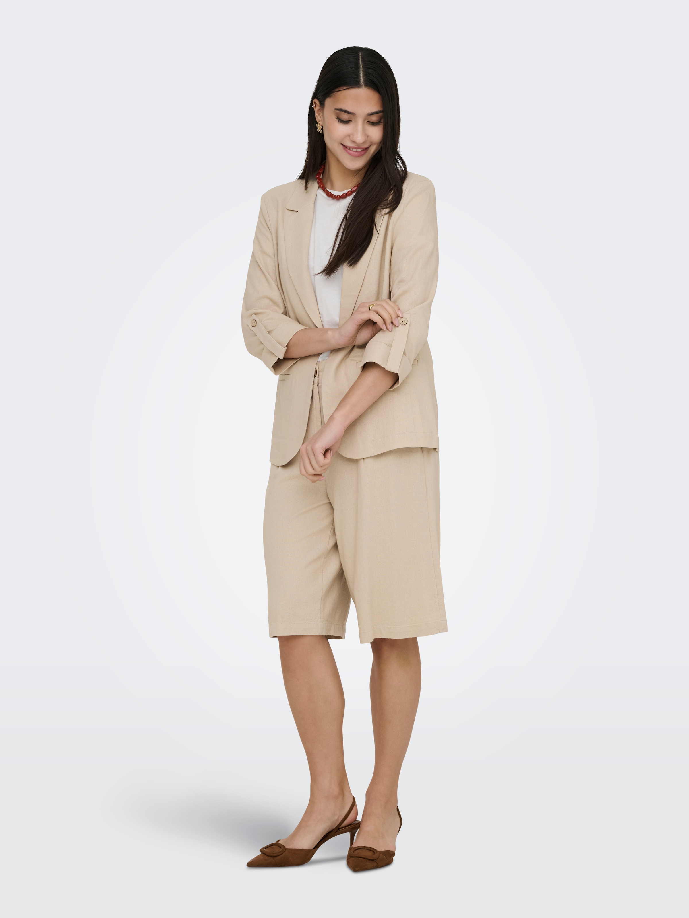 ONLY Blazer court »ONLGOA 3/4 UNLINE LINEN BL BLAZER CC TLR« avec lin