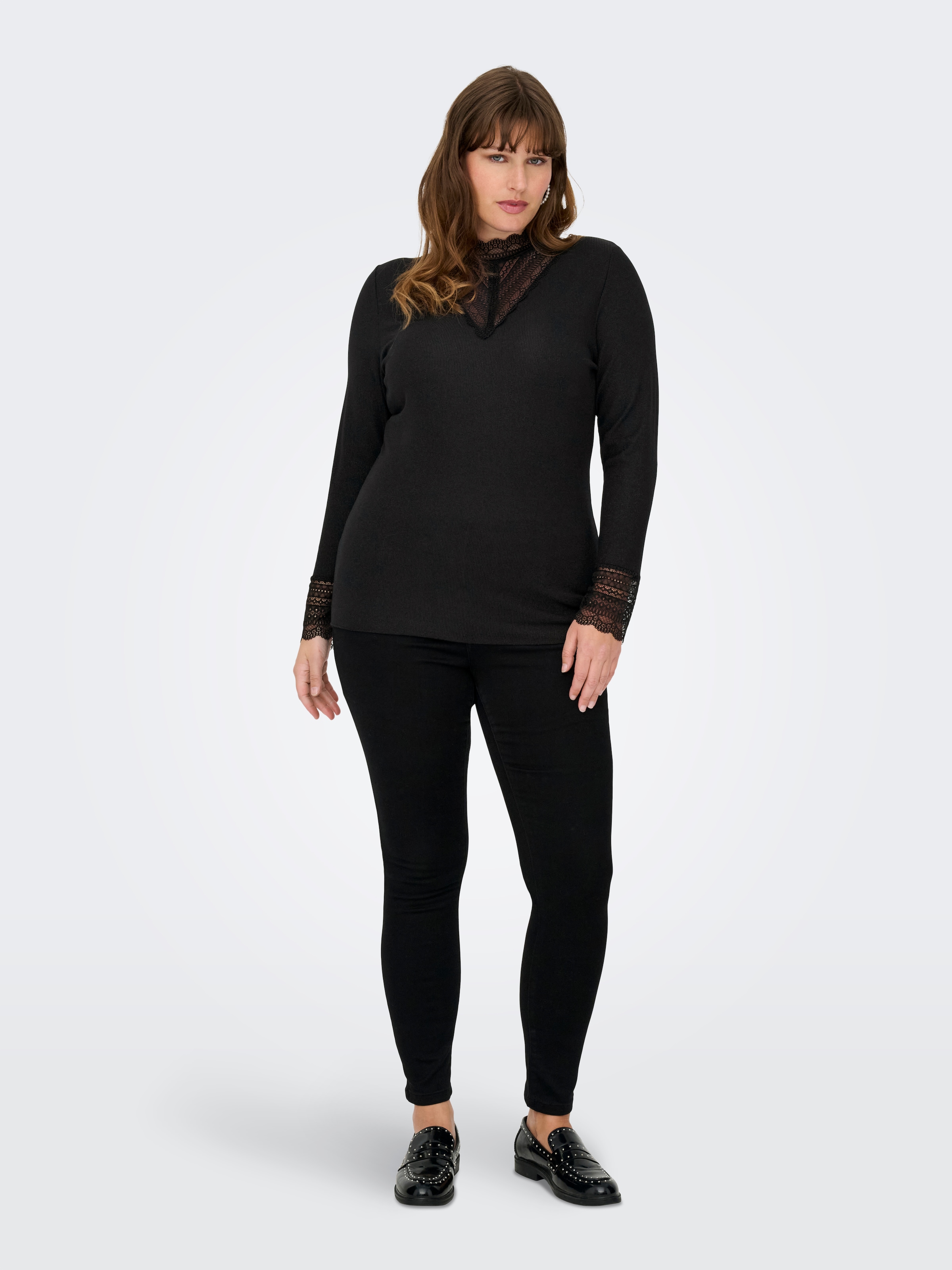ONLY CARMAKOMA Langarmshirt »CARTILDE GLITTER L/S HIGHNECK TOP NOOS«