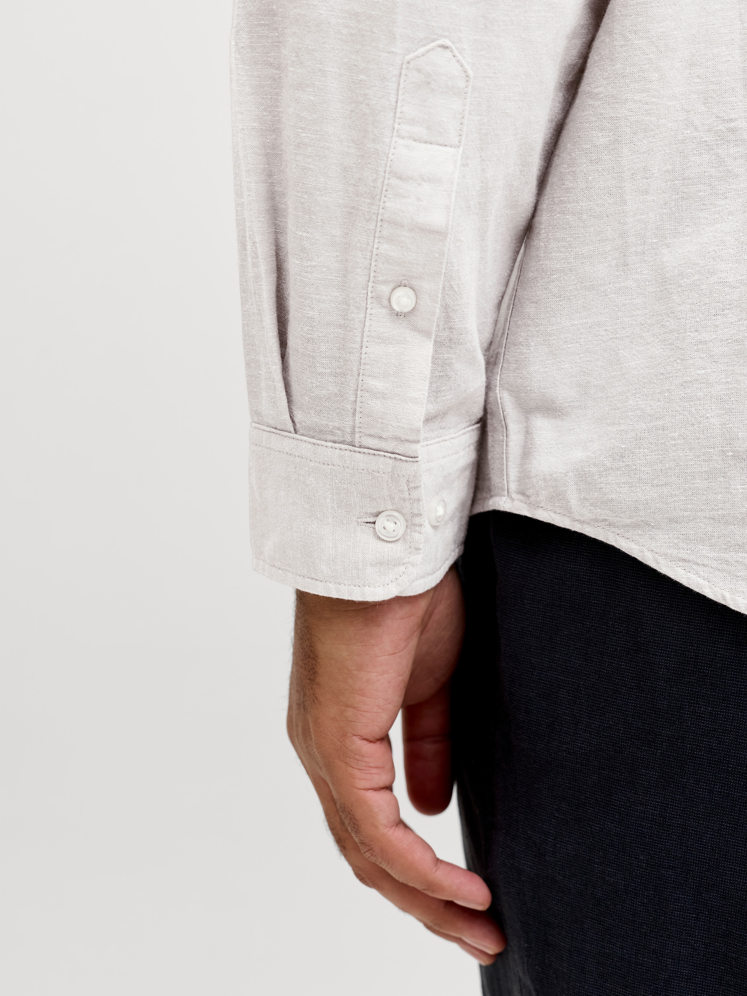 Jack & Jones PlusSize Chemise à manches longues »JJEBREEZE LINEN BLEND BAND SHIRT L PLS« avec col montant