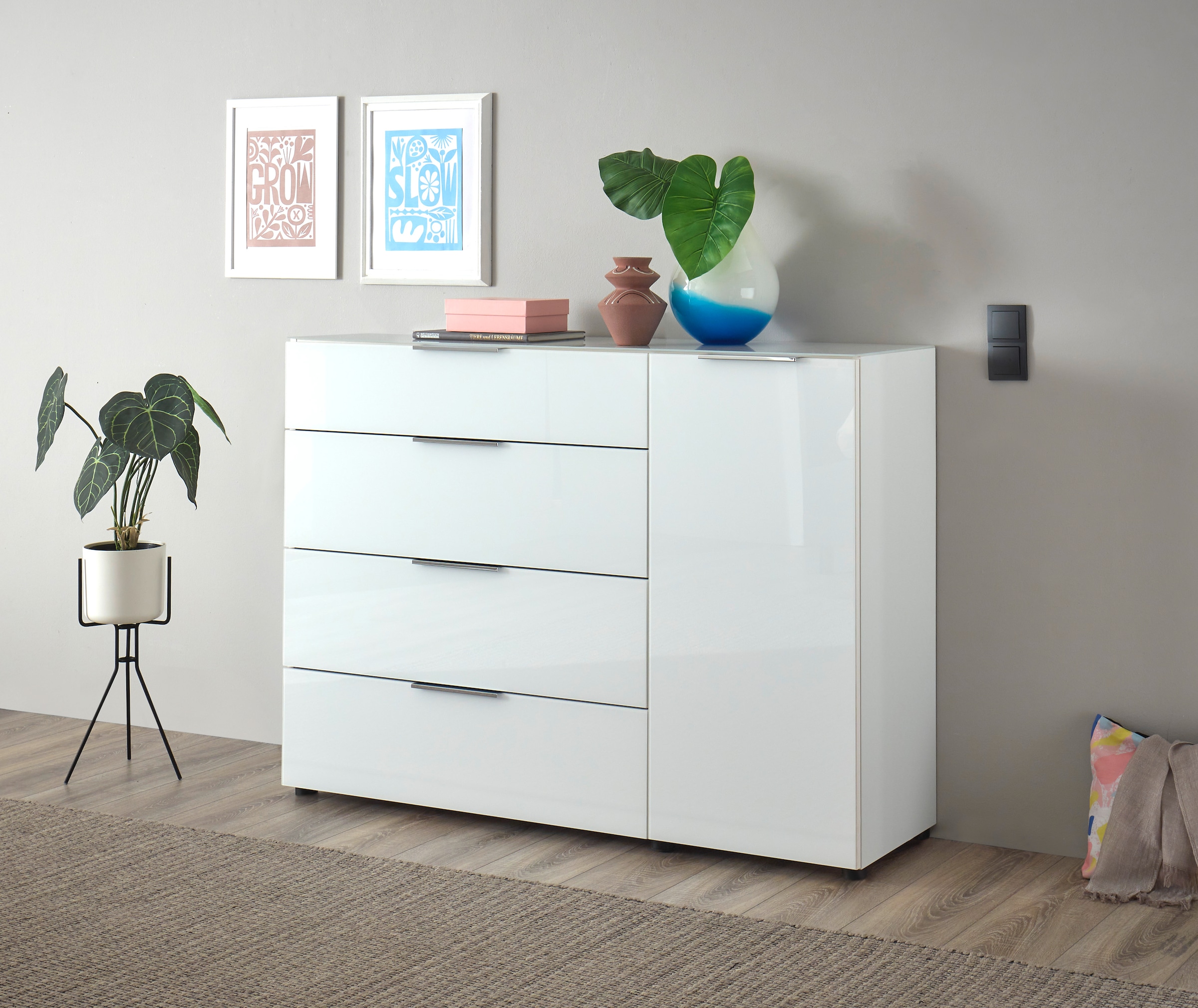 HBZ Commode »Santorin, BxHxT 135x99x40 cm« 1 cuis tlg. Breite 135cm, Softclose für Türen und Schubkästen, Melaminbeschichtung