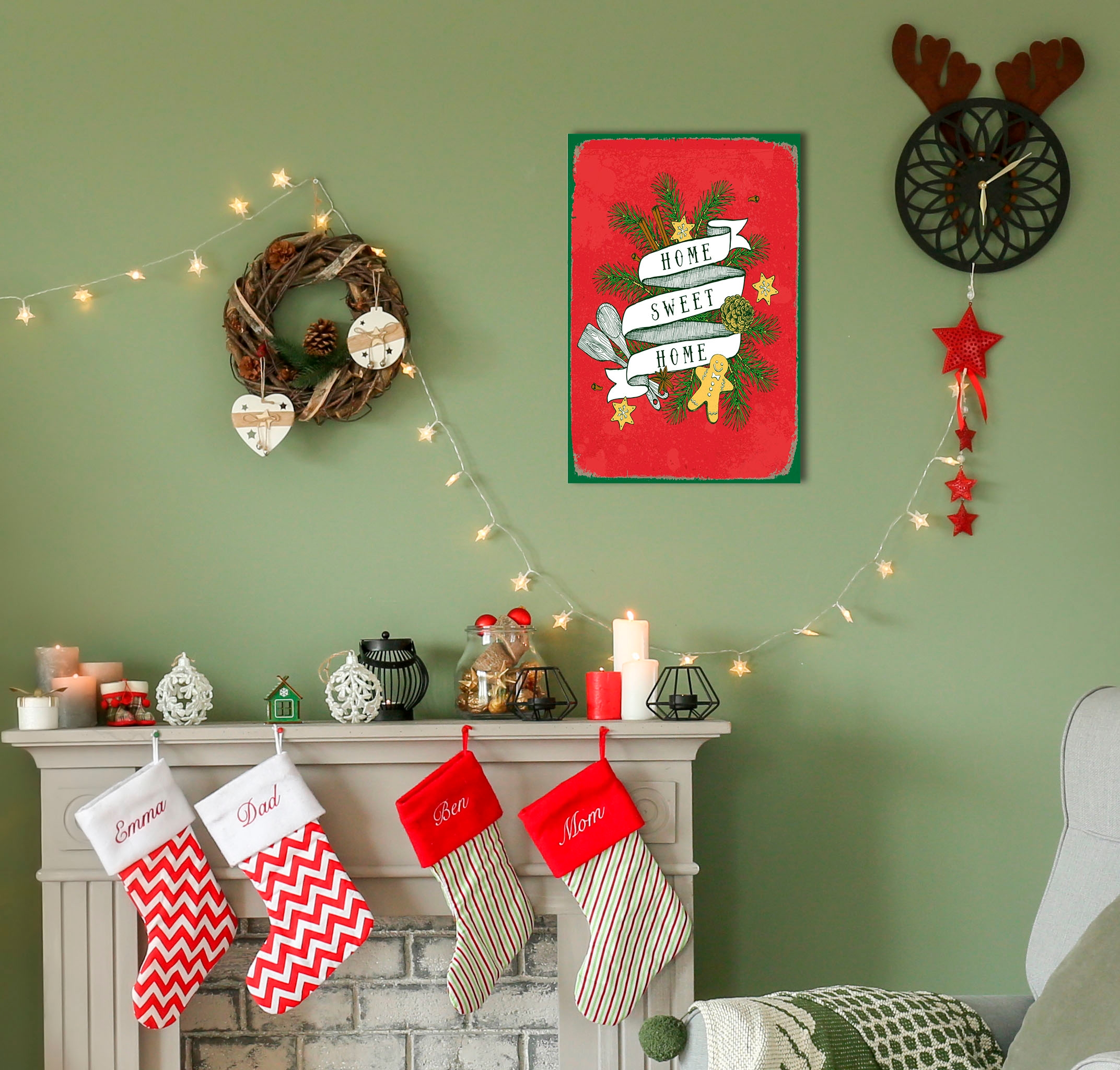 Image of queence Metallbild "Home Sweet Home" Schriftzug Schriftzüge Weihnachten 1 Stk. tlg. Stahlschilder
