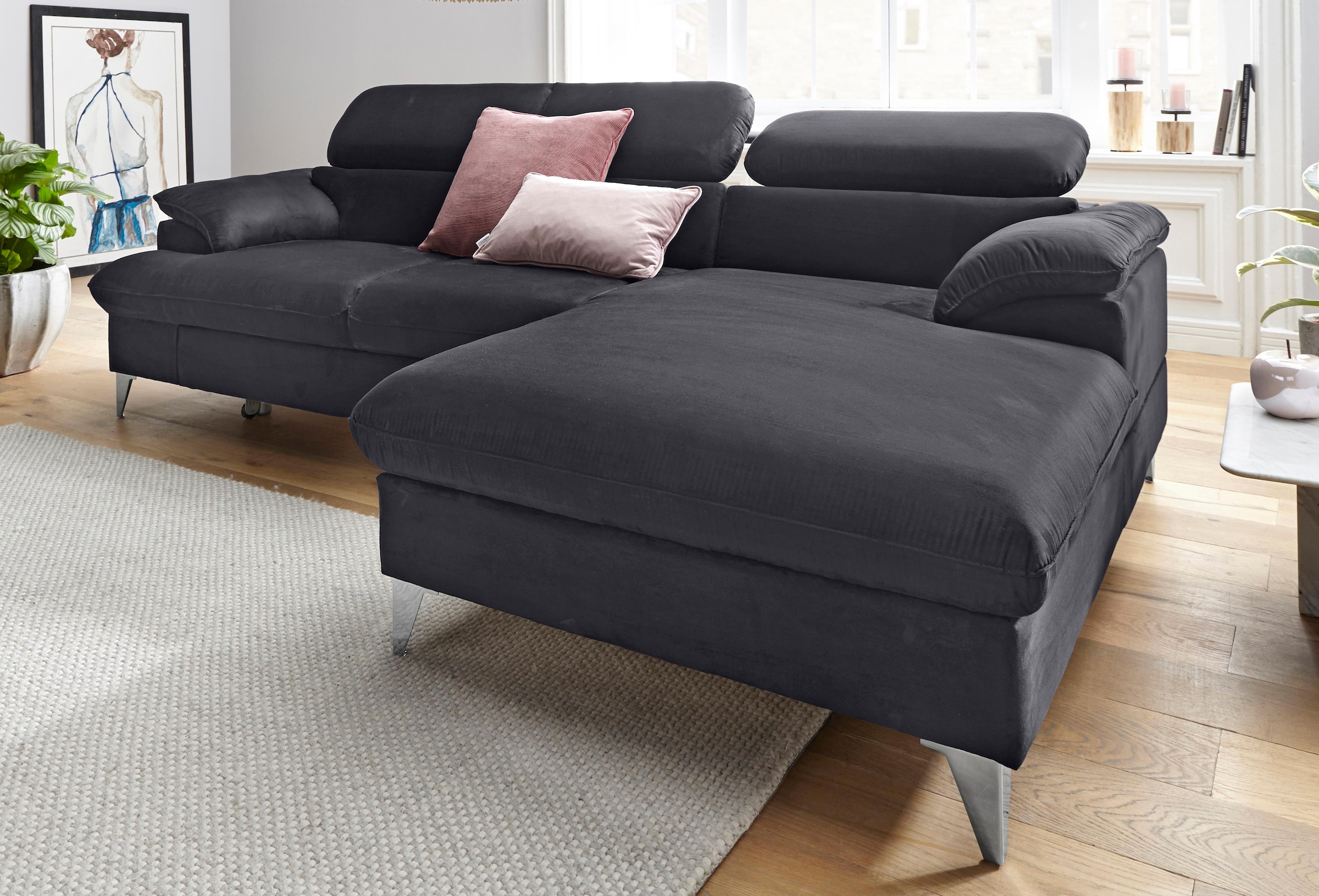 COTTA Ecksofa »Caluso L-Form«, mit Kopfteilverstellung, wahlweise mit Bettfunktion & Bettkasten