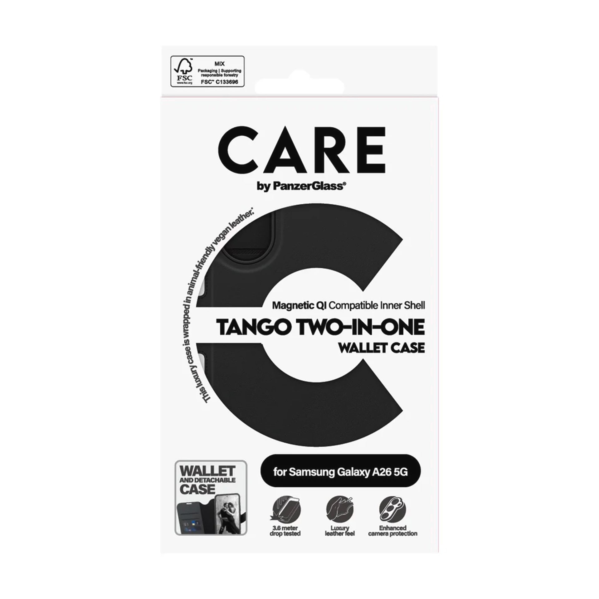 CARE by PanzerGlass Handyhülle »Tango Two-in-One Wallet Case für Samsung Galaxy A26 5G«, Samsung Galaxy A26 5G, Backcover, Schutzhülle, Handyschutzhülle, Case, Schutzcase, stossfest