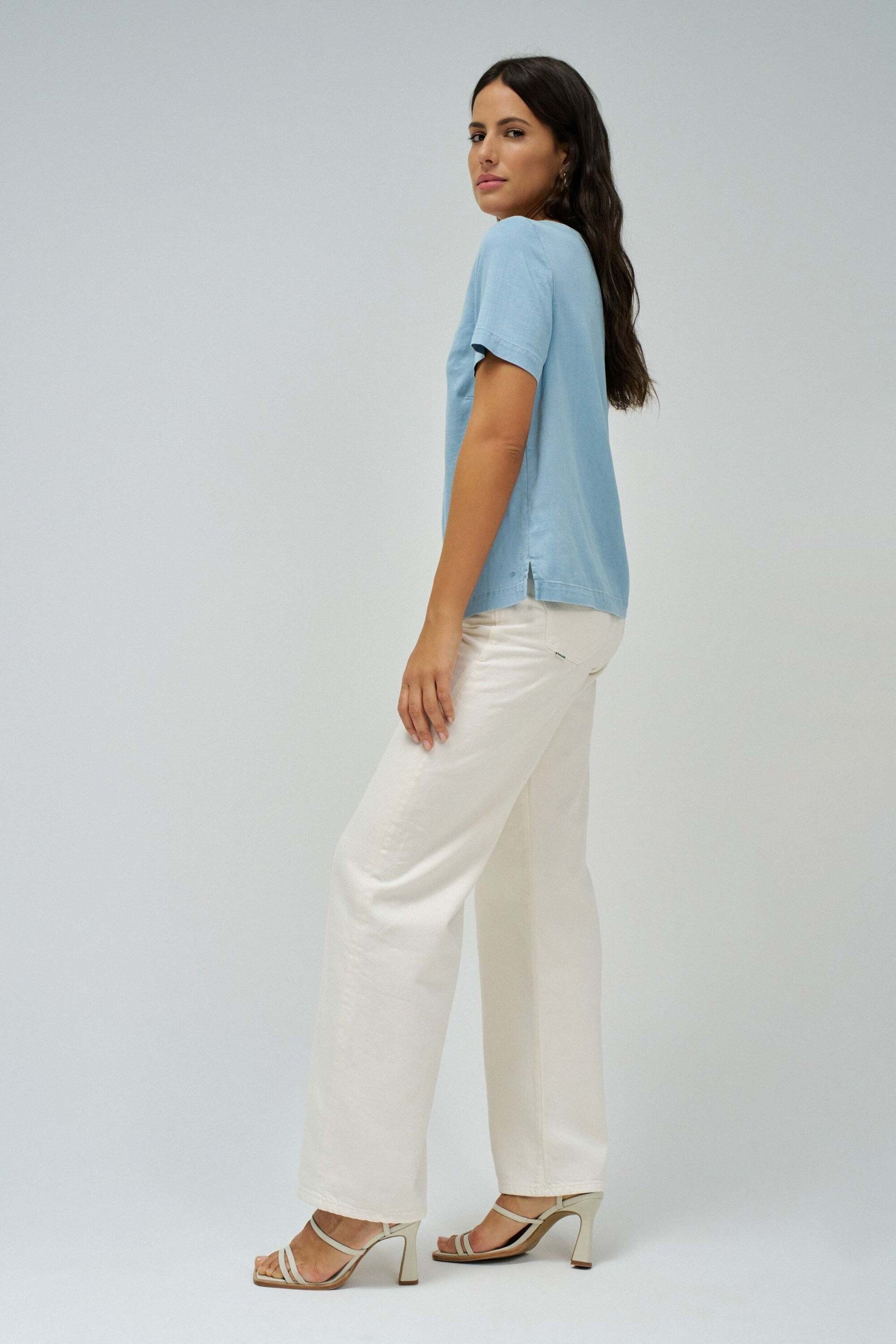 Salsa Kurzarmbluse »Salsa Jeans Kurzarmbluse Lightdenim Blouse Metalic Detail«