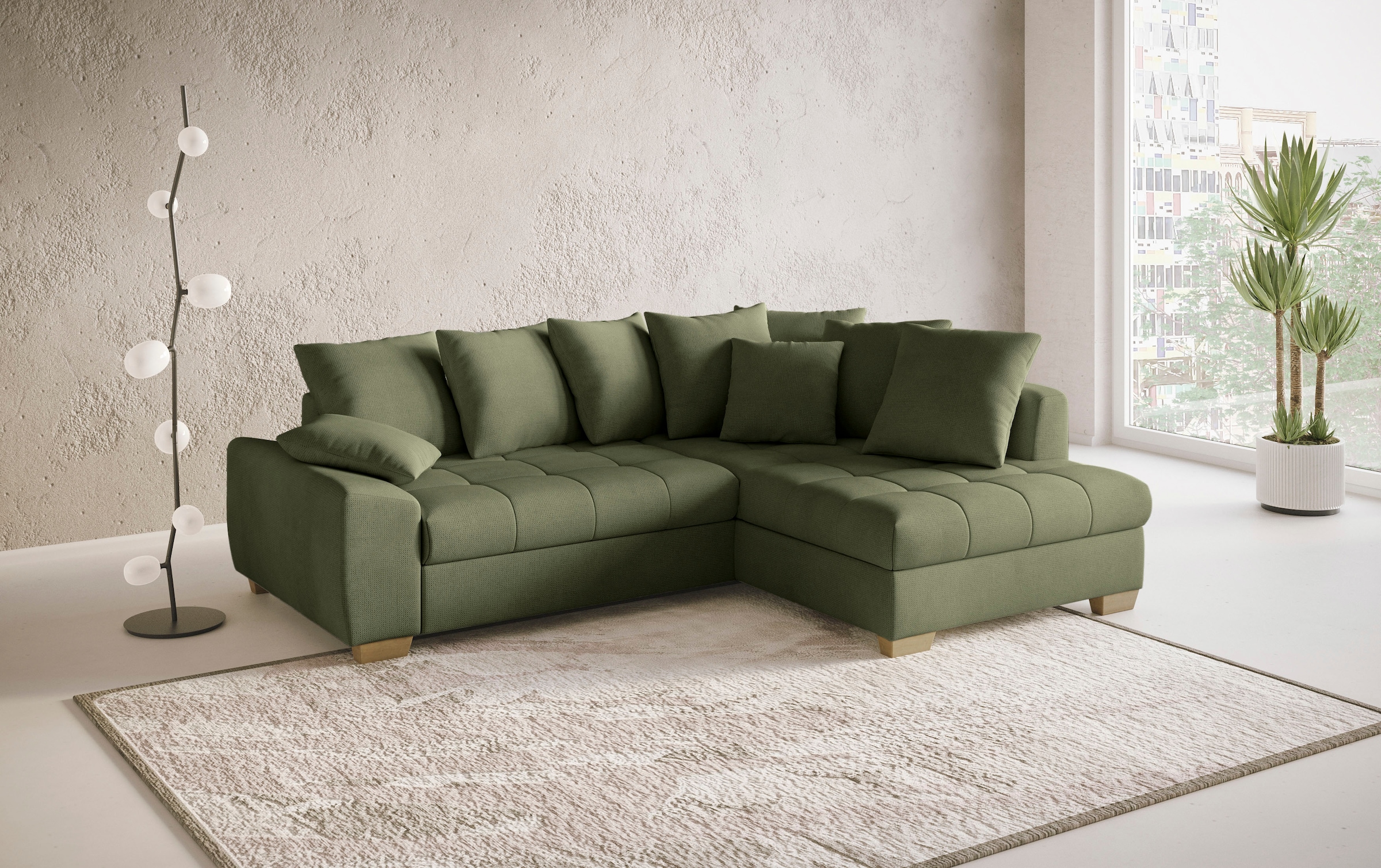 Mr. Couch Ecksofa »Nikita II, L-Form« Wahlweise mit Bettfunktion, Bettkasten & RGB-LED-Beleuchtung