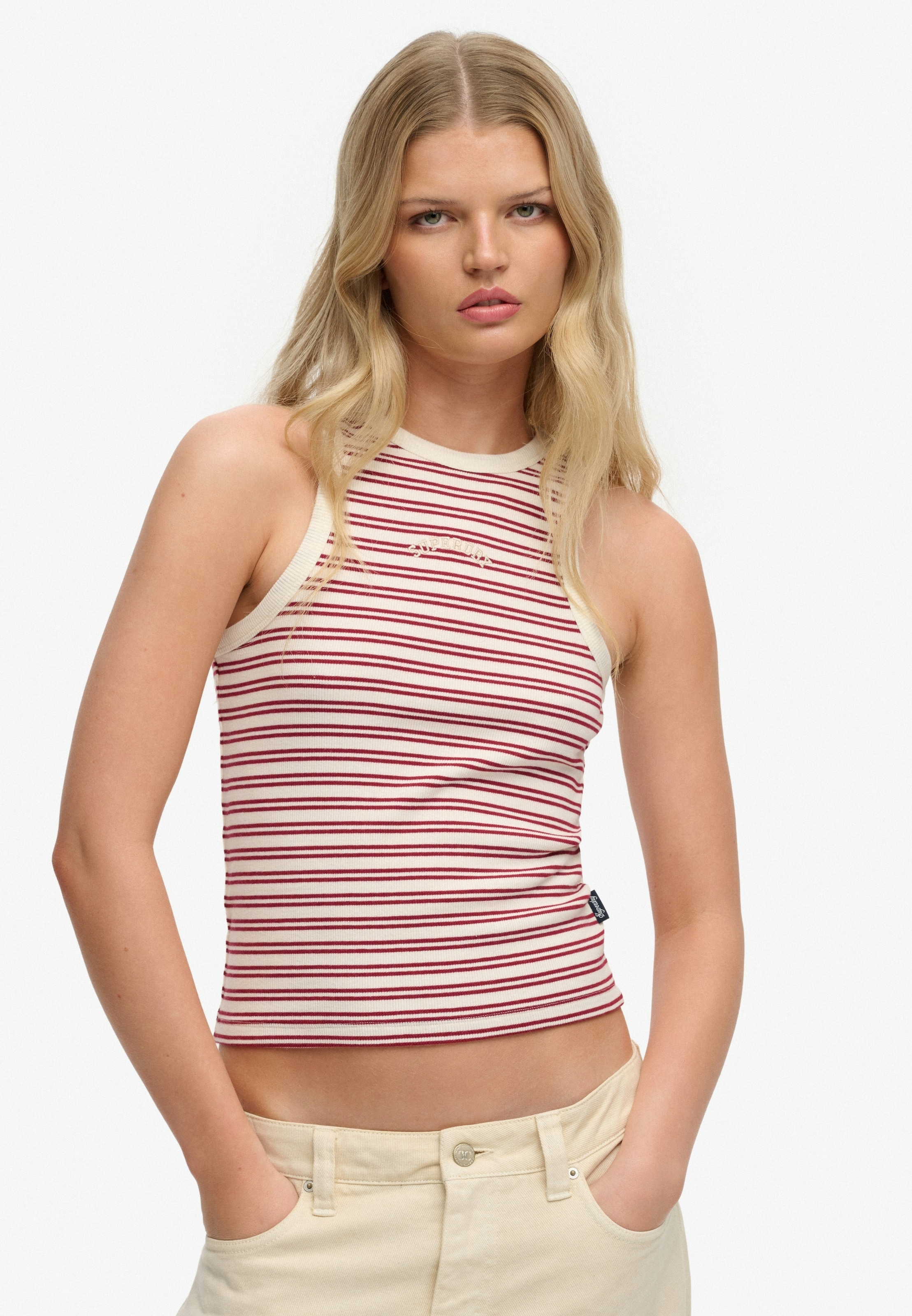 Superdry Tanktop »ESSENTIAL LOGO STR RACER VEST« aus Baumwollmischung, Regular Fit, mit elastischen Eigenschaften