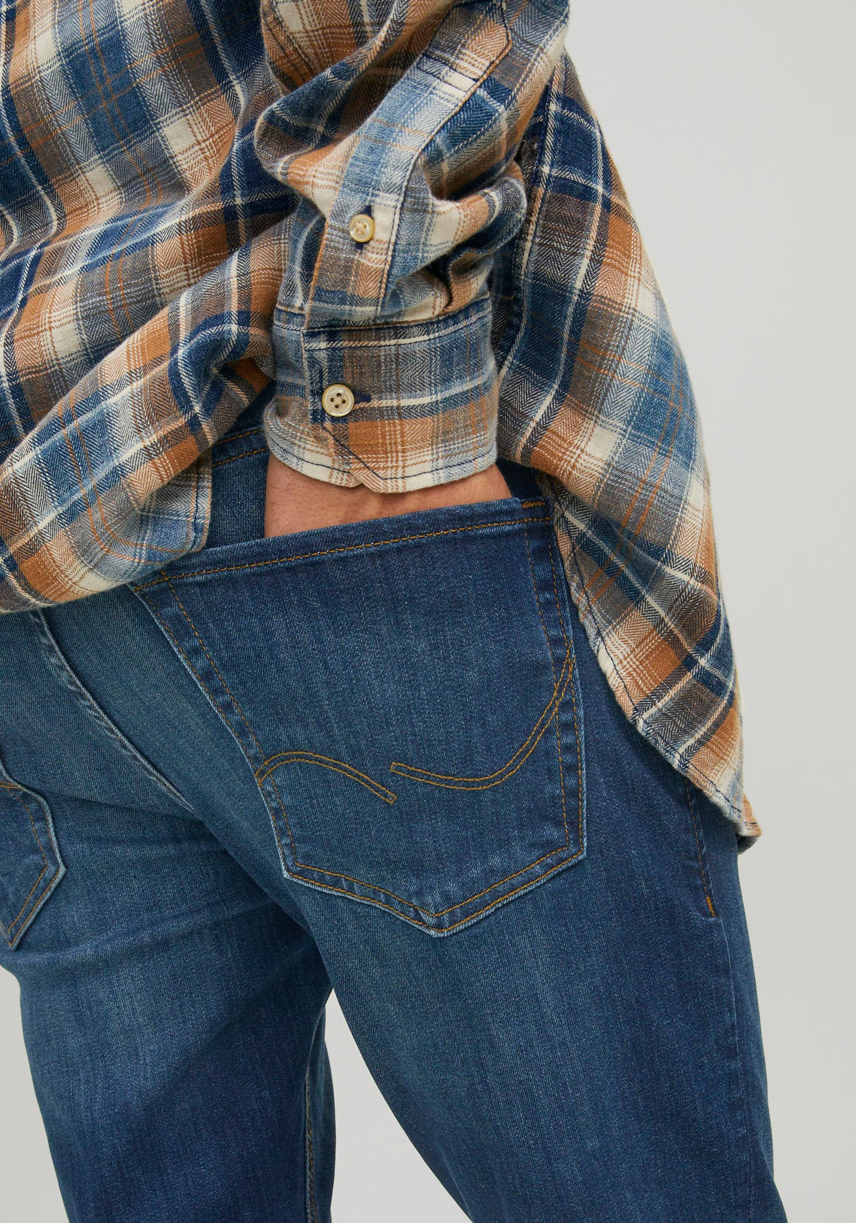 Jack & Jones Slim-fit-Jeans »JJIGLENN Slim-Fit mit Stretch und praktischer 5-Pocket-Form«, mit Abriebeffekten