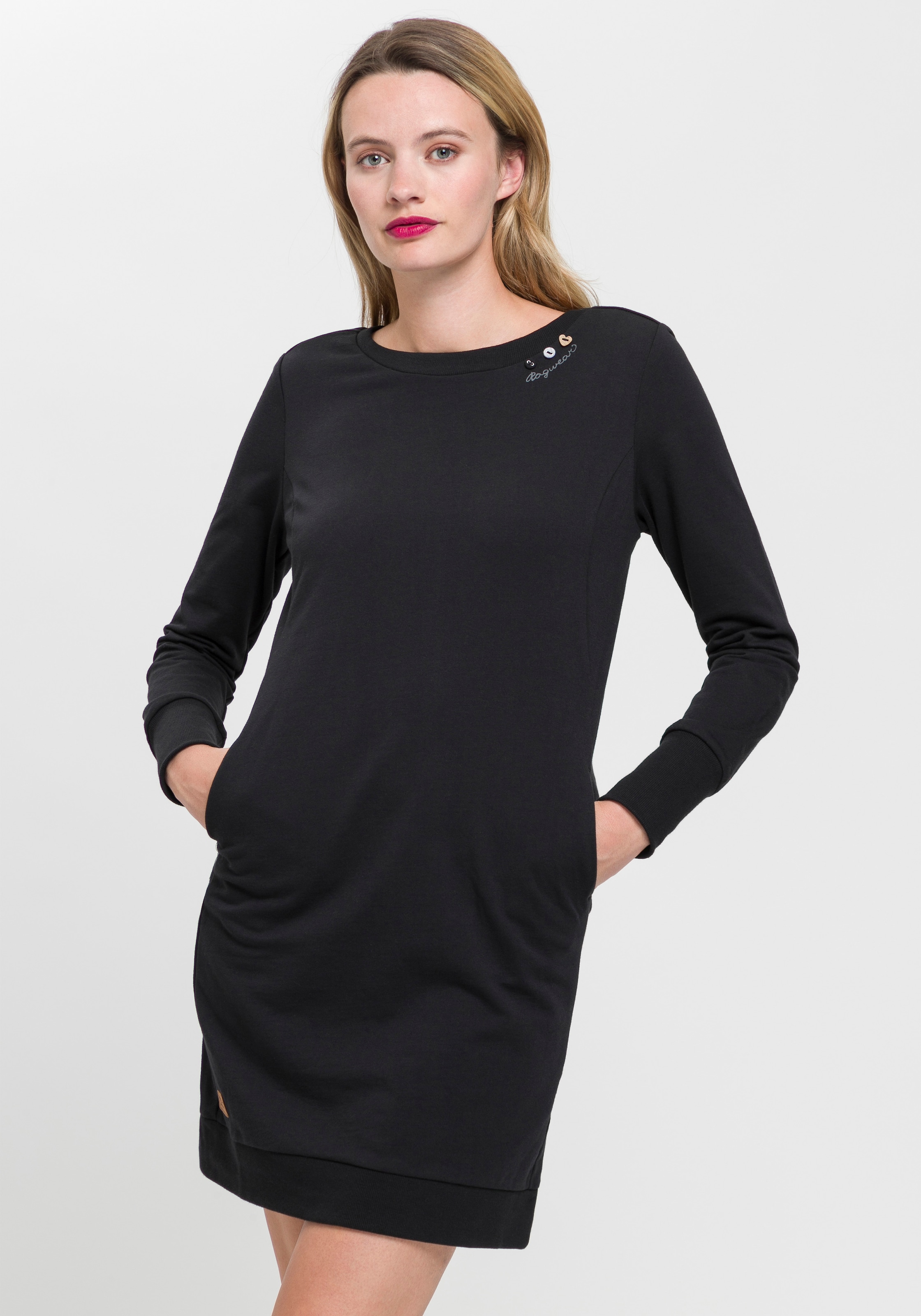 Image of Ragwear Sweatkleid "MENITA O" Eingrifftaschen mit veganer 3 Knopf-Applikation
