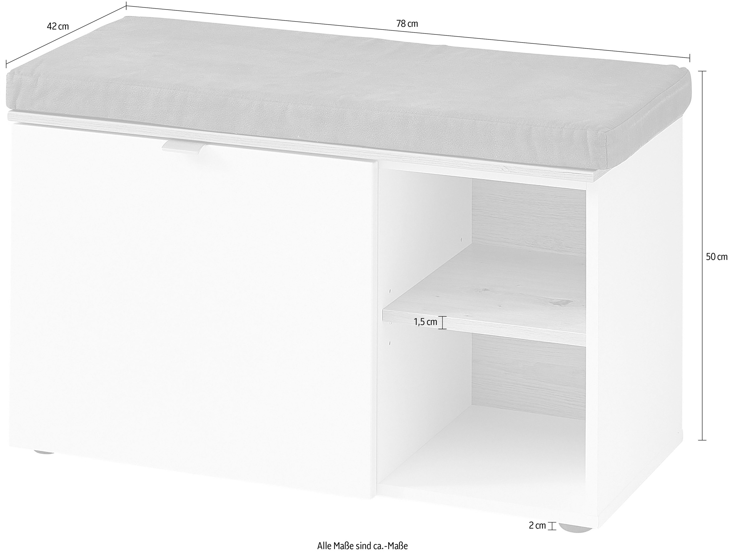 Innostyle Schuhschrank »Bari Schuhbank inkl. Sitzkissen, BxHxT 78x50x38 cm« 1 Stk. tlg. 1 türig, 4 Fächer, Softclose, ABS Kantenschutz