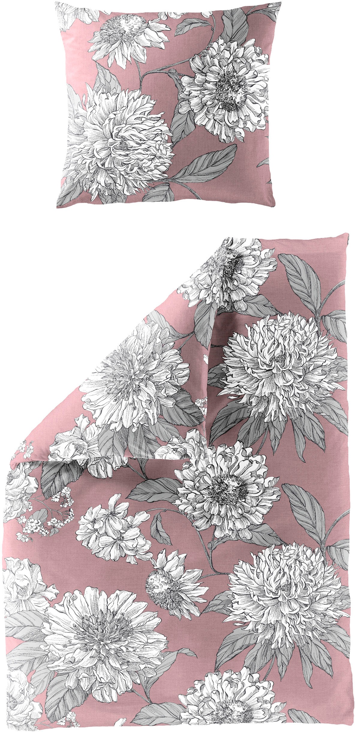 Image of BIERBAUM Bettwäsche "3929" 2 Stk. Mako-Satin, 100 % Baumwolle, pflegeleicht, floral