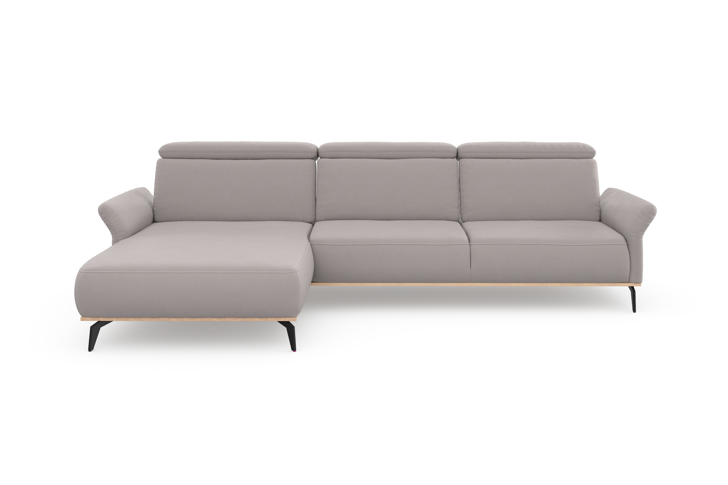 Places of Style Ecksofa »Fjord L-Form«, massiv, wahlweise mit Armlehnfunktion, Kopf- Sitztiefenverstellung