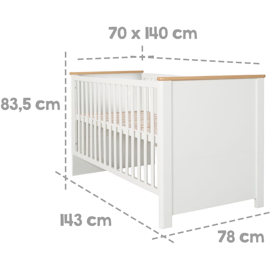 roba® Babymöbel-Set »Ava«, (Spar-Set, 2 St., Kinderbett, Wickelkommode)