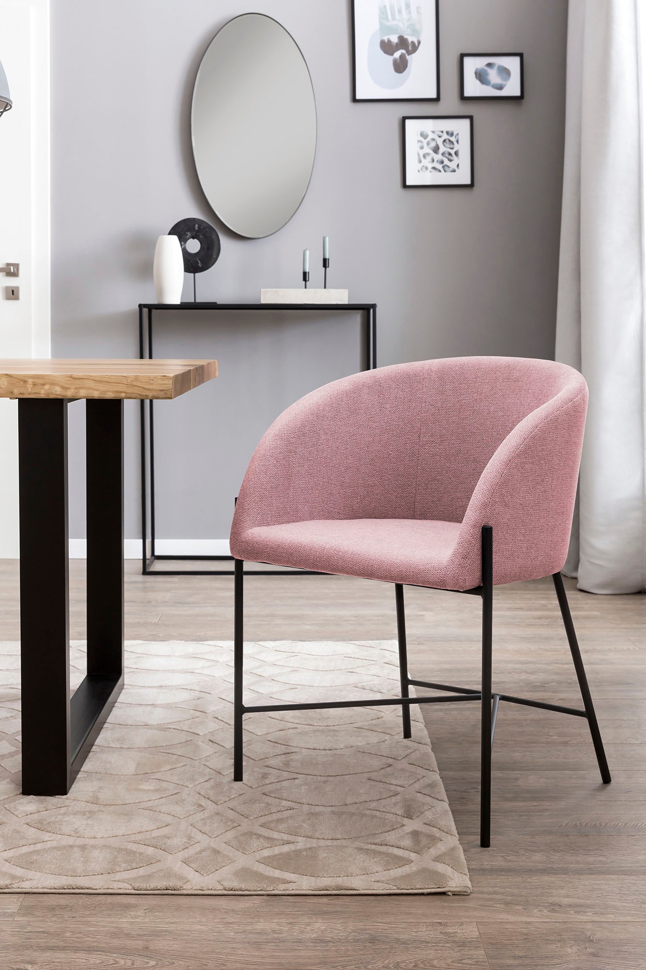 Image of SalesFever Esszimmerstuhl, Struktur (100% Polyester), mit mattschwarzem Metallgestell bei Ackermann Versand Schweiz