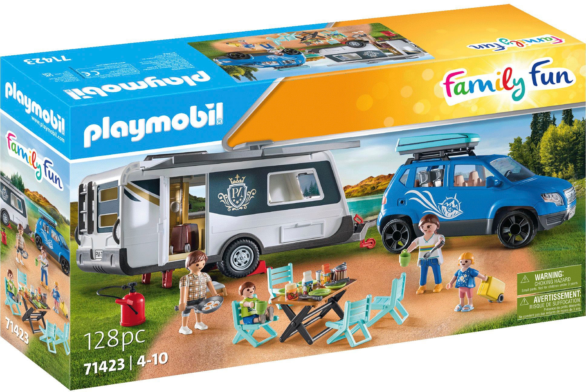 Konstruktions-Spielset »Wohnwagen mit Auto (71423), Family & Fun«, (128 St.)